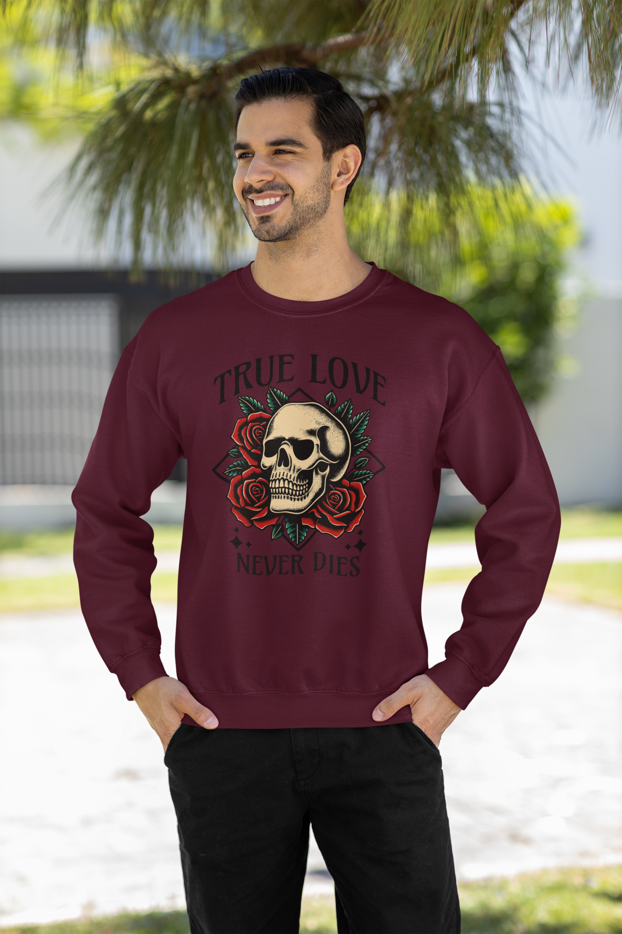 True Love Never Dies Skull & Roses Sweatshirt