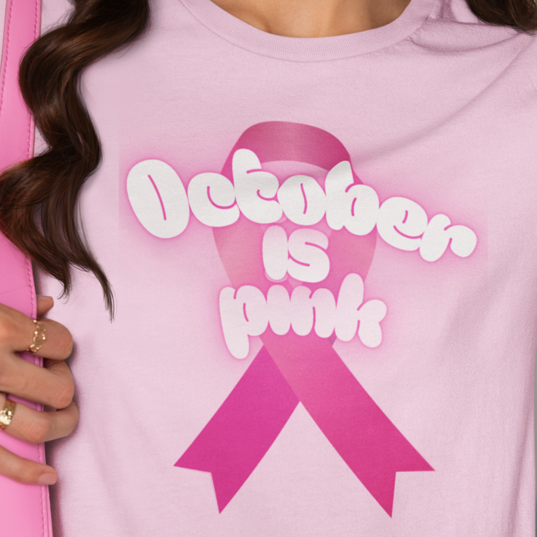 October is Pink Unisex Heavy Cotton Tee, Breast Cancer Awareness Shirt, Support T-Shirt, Gift for October Events, Casual Wear
