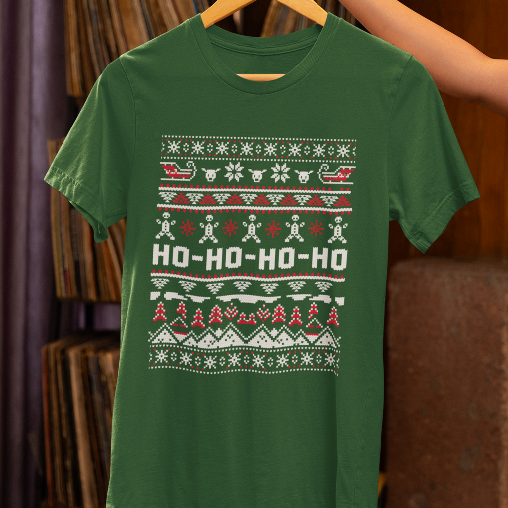 Ho-Ho-Ho Holiday Tee — Festive Christmas Sweater Print Shirt