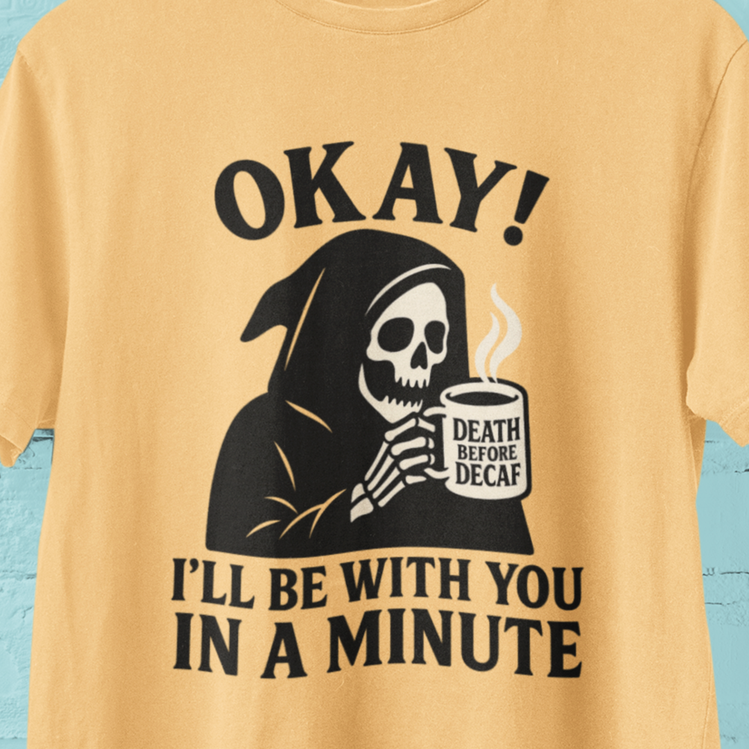 Funny Grim Reaper T-Shirt, Unisex Heavy Cotton Tee for Halloween, Gift for Friends, Skull Design, Quirky Casual Wear
