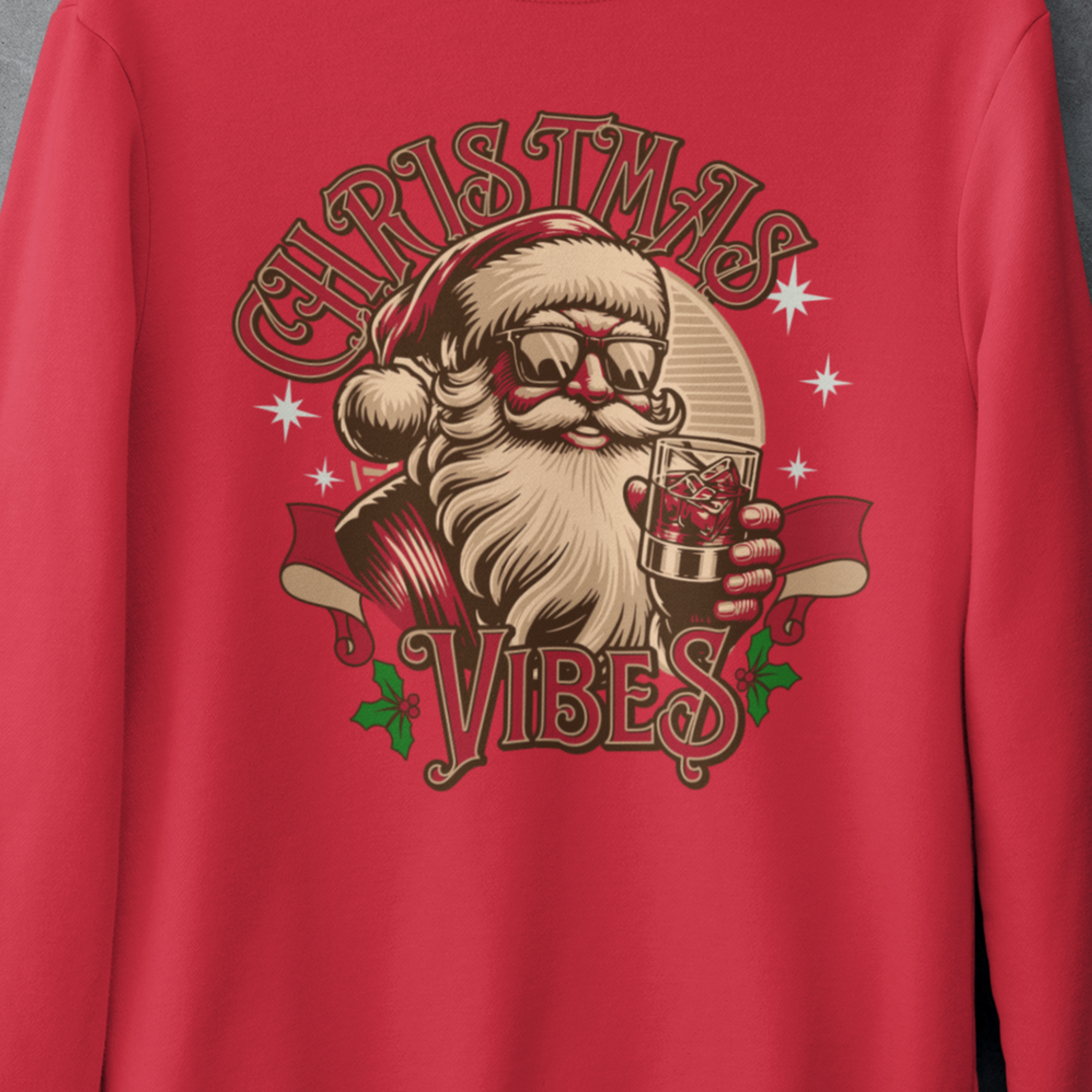 Sweatshirt — Retro Santa "Christmas Vibes" Holiday Crewneck