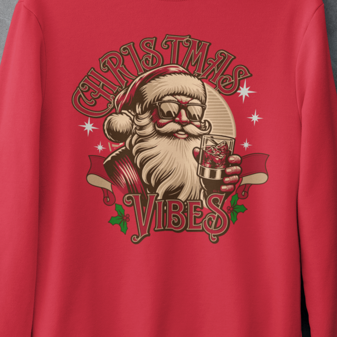 Sweatshirt — Retro Santa "Christmas Vibes" Holiday Crewneck