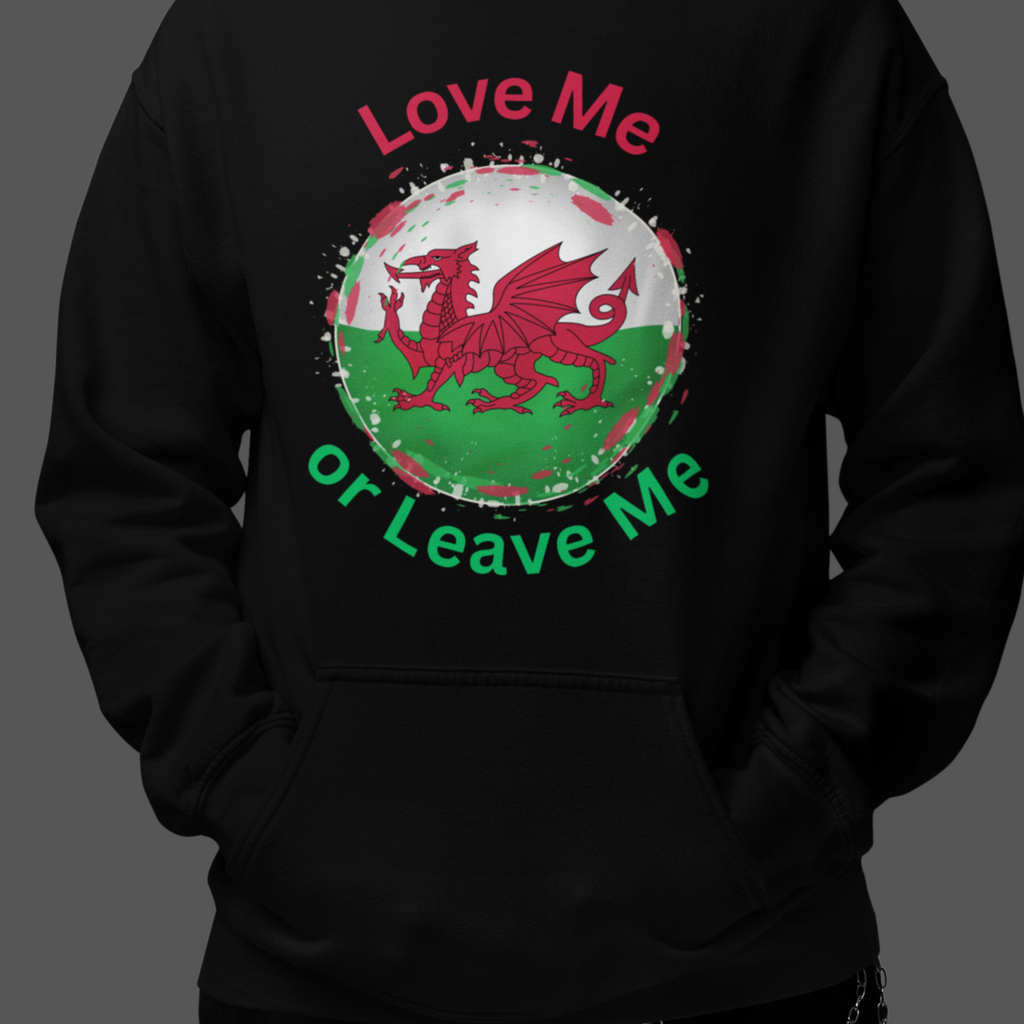 Welsh Pride Hoodie, Cozy College Sweatshirt, Unisex Hoodie, Love Me or Leave Me Apparel, Casual Gift for Students