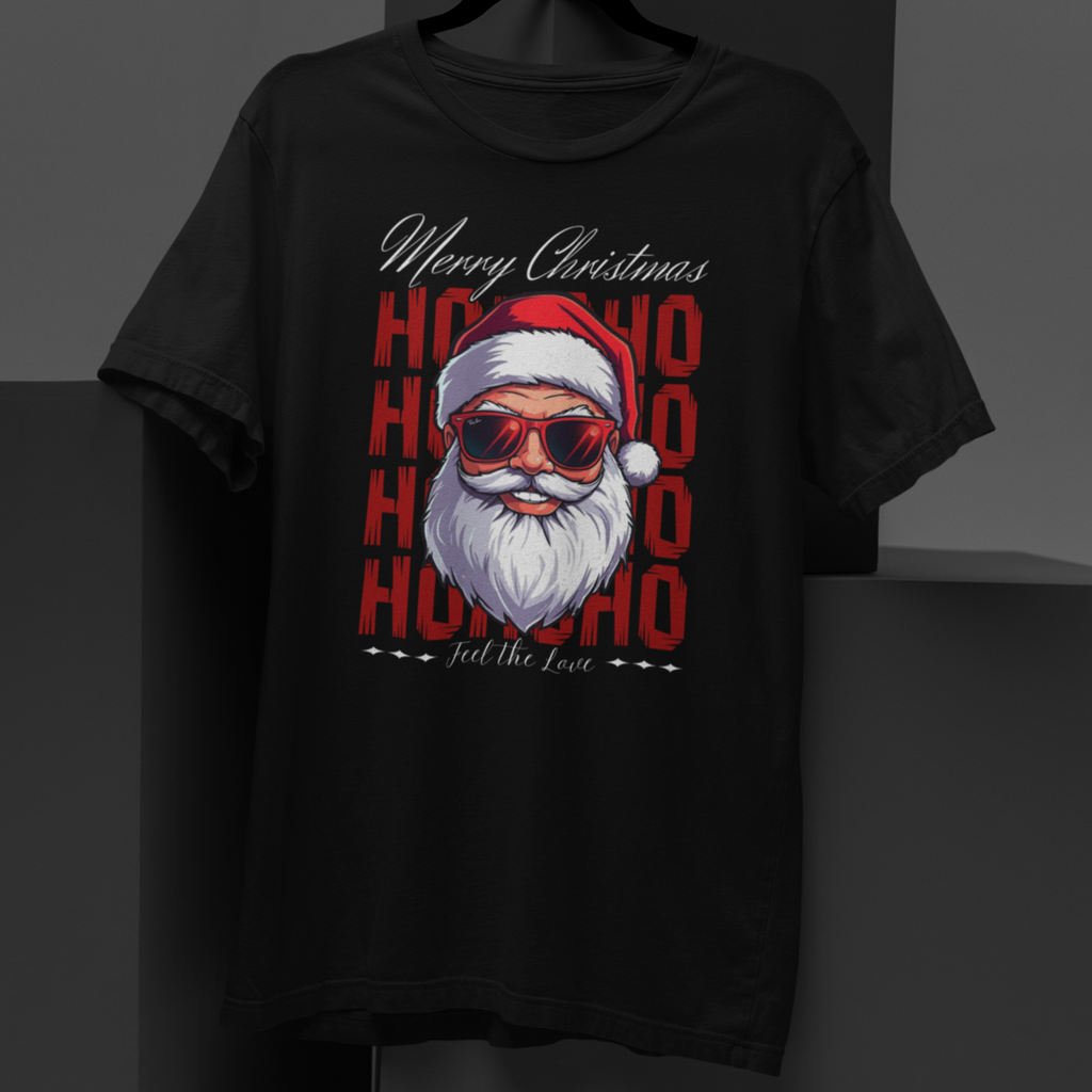 Ho Ho Ho Santa Sunglasses Christmas Tee — "Merry Christmas" Graphic Shirt