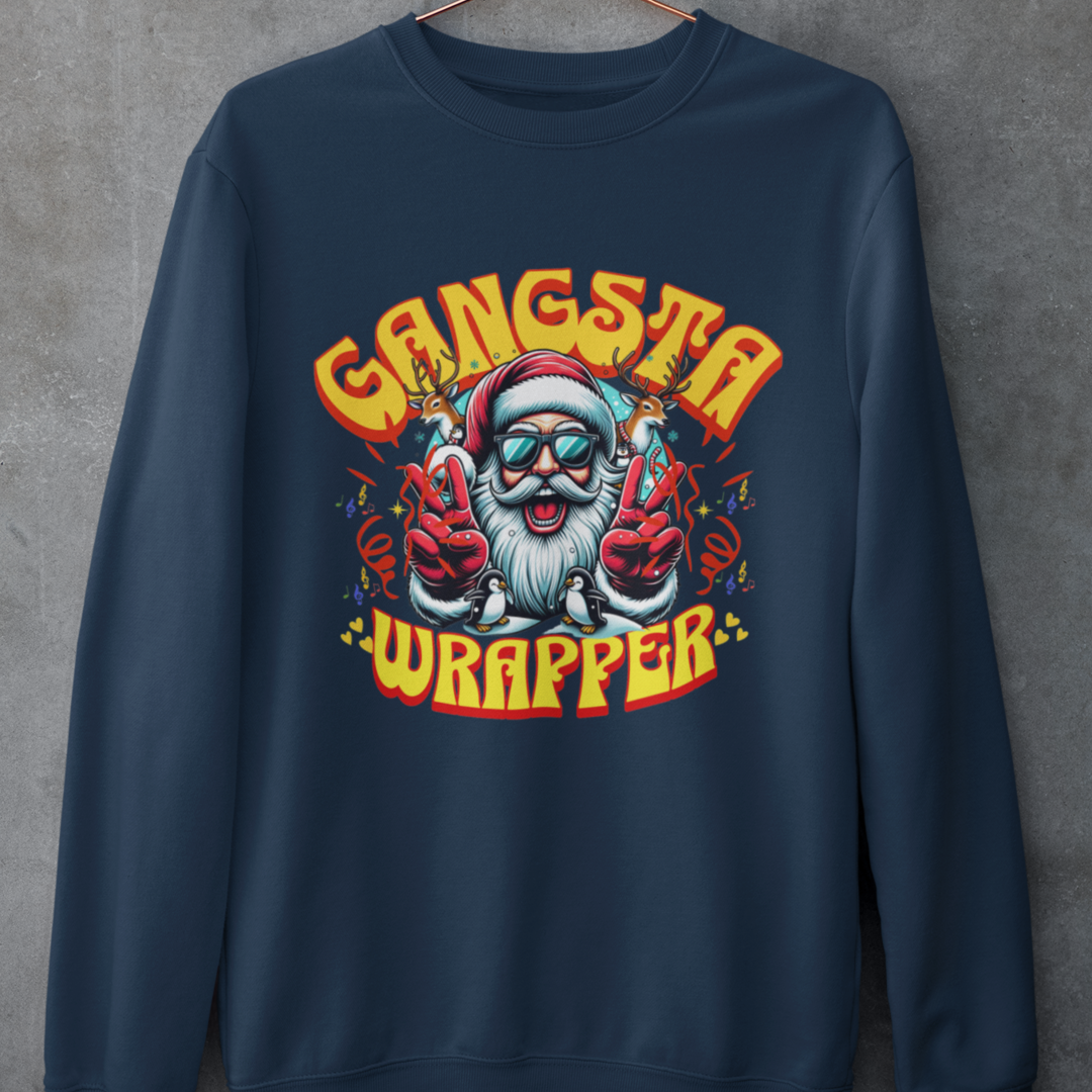 Gangsta Wrapper Sweatshirt - Funny Unisex Holiday Crewneck