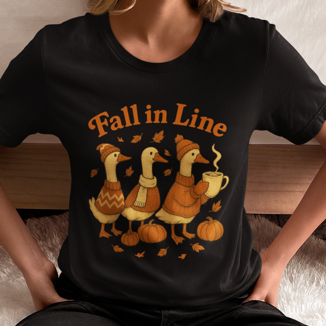 Fall in Line Unisex Tee - Cozy Autumn Graphic T-Shirt