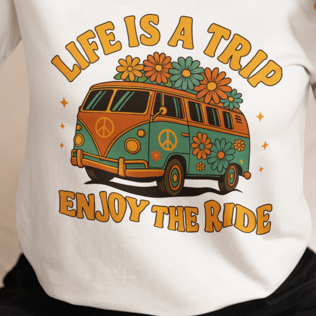 Retro Peace Van T-Shirt - "Life is a Trip, Enjoy the Ride"