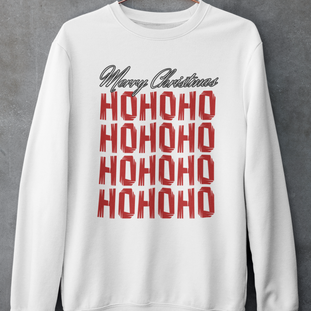 Christmas 'HO HO HO' Crewneck Sweatshirt – Merry Christmas Plaid Holiday Sweater