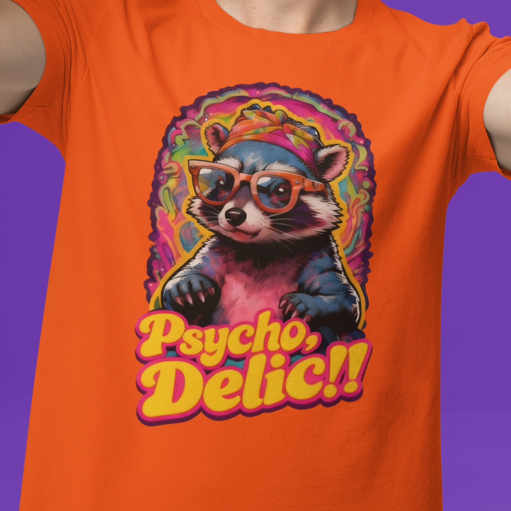 Psycho Delic Raccoon Tee - Unisex Jersey Short Sleeve T-Shirt