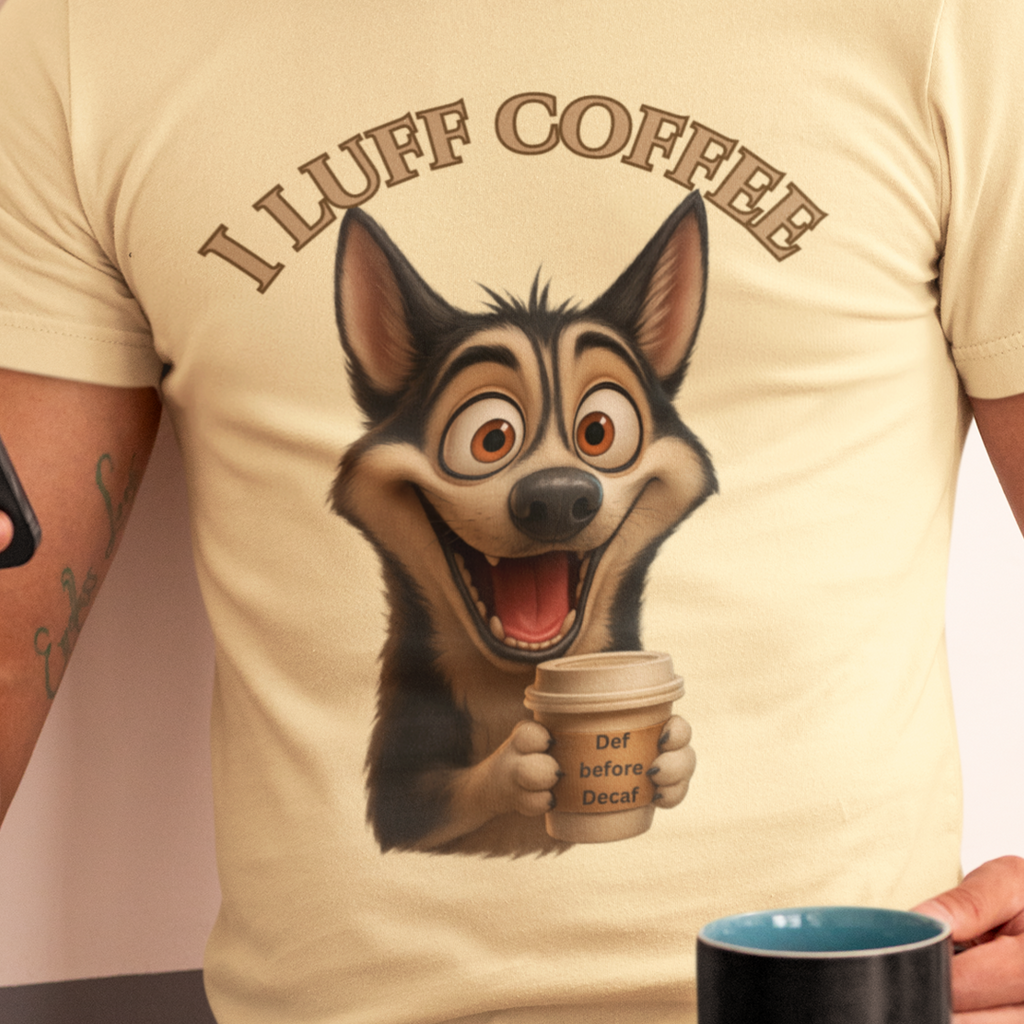 Funny Coffee Lover Tee | I Luff Coffee Unisex Jersey Short Sleeve T-Shirt
