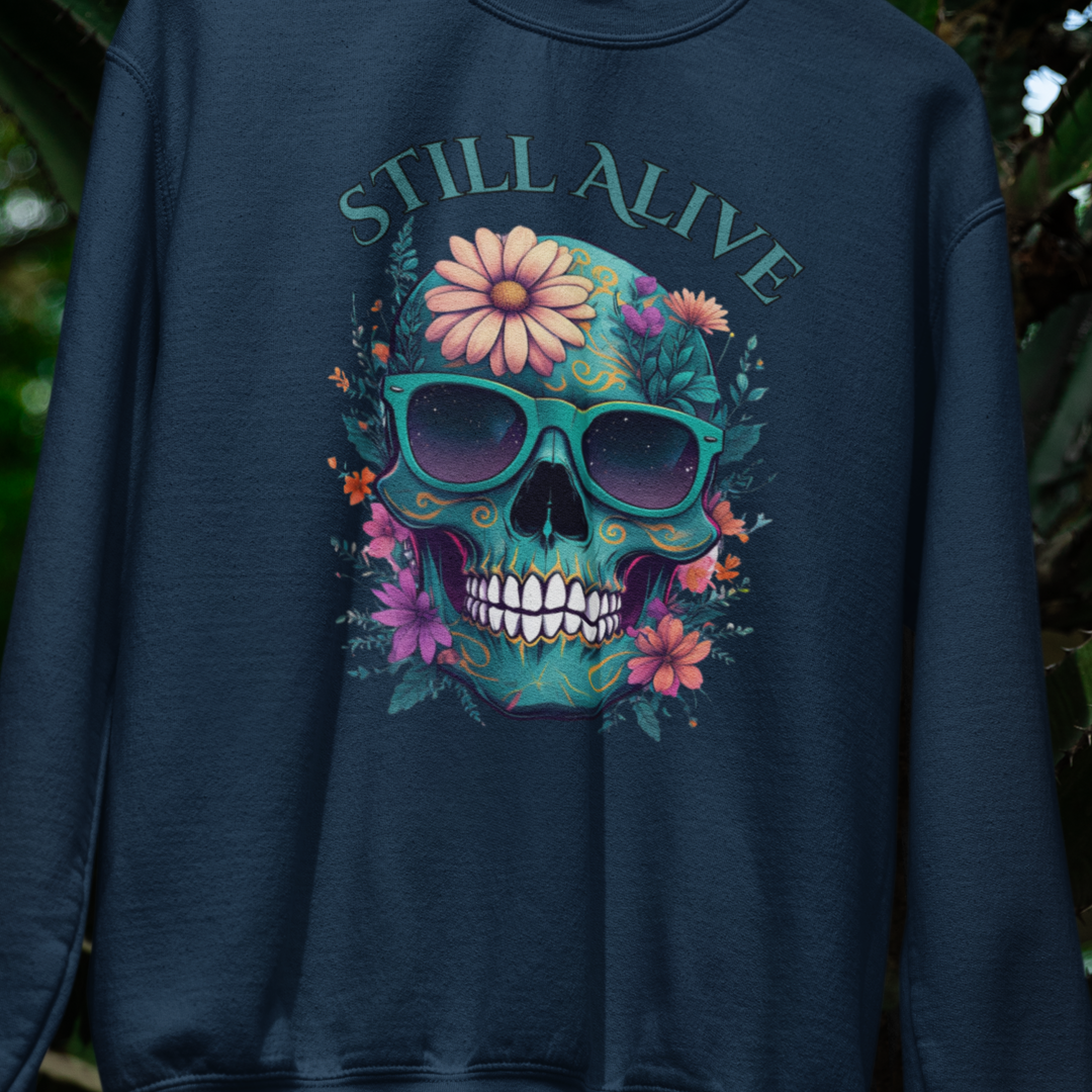 Still Alive Skull Floral Crewneck Sweatshirt