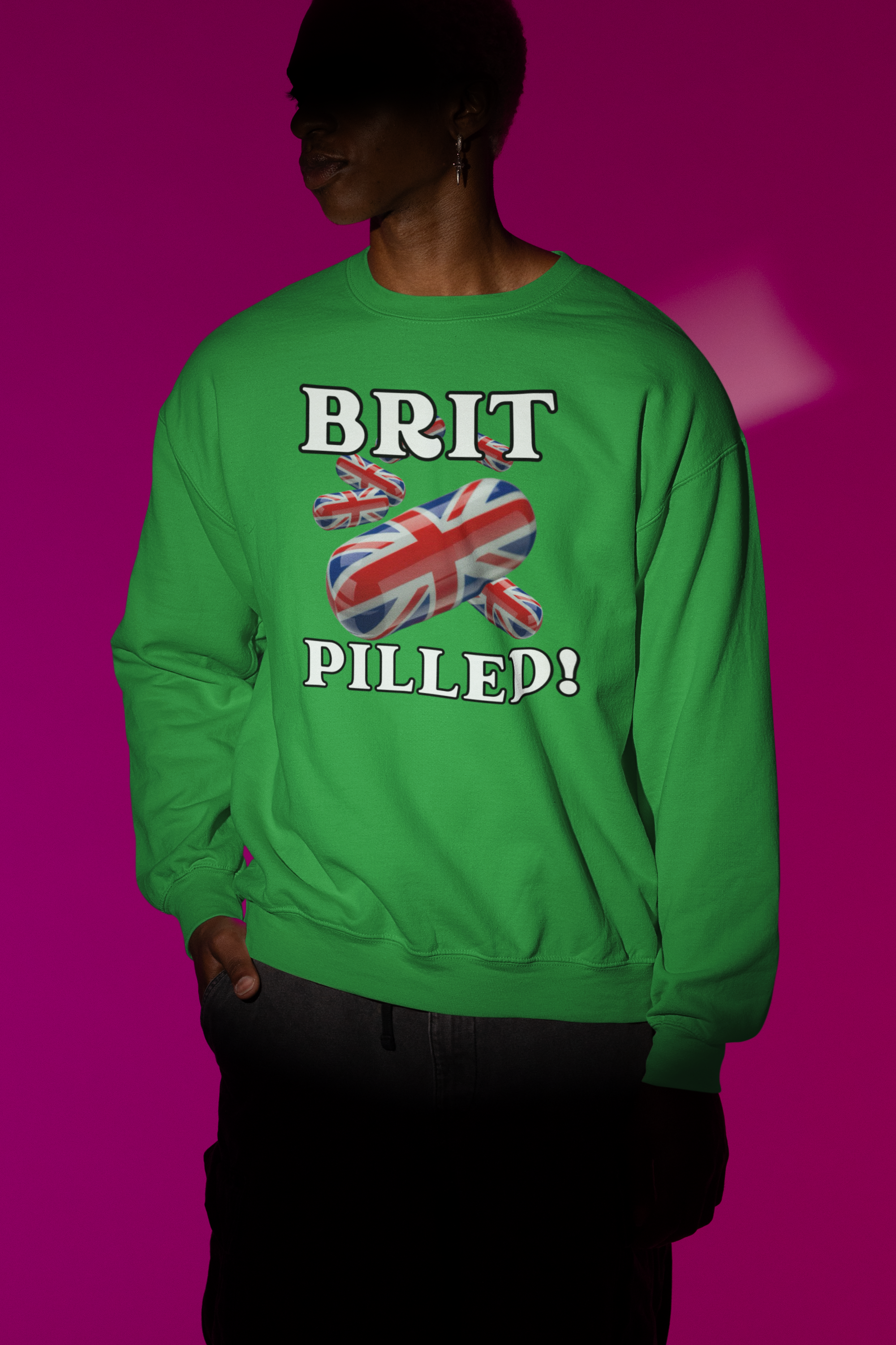 Unisex Sweatshirt with British Flag Design | Brit Pilled | Casual Wear, Unique Gift, Travel Souvenir, Statement Clothing