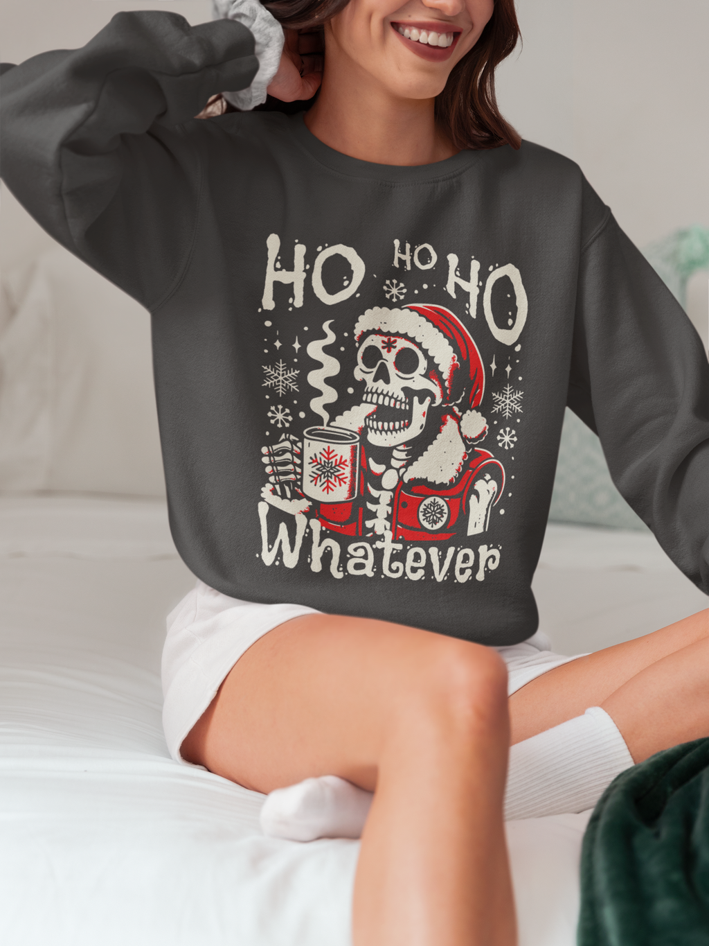 Christmas Skeleton 'Ho Ho Ho Whatever' Crewneck Sweatshirt
