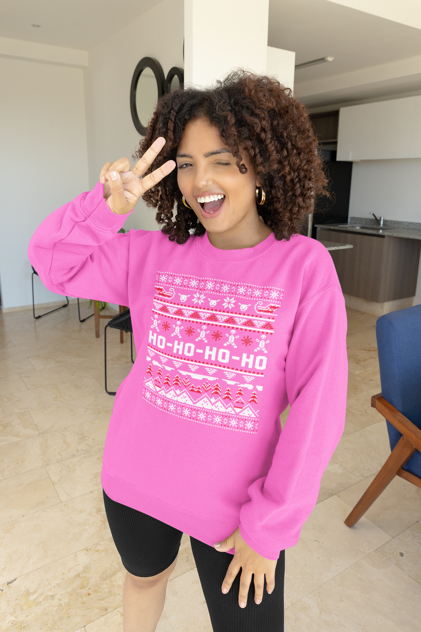 Christmas Ho-Ho-Ho Crewneck Sweatshirt — Festive Ugly Sweater Style
