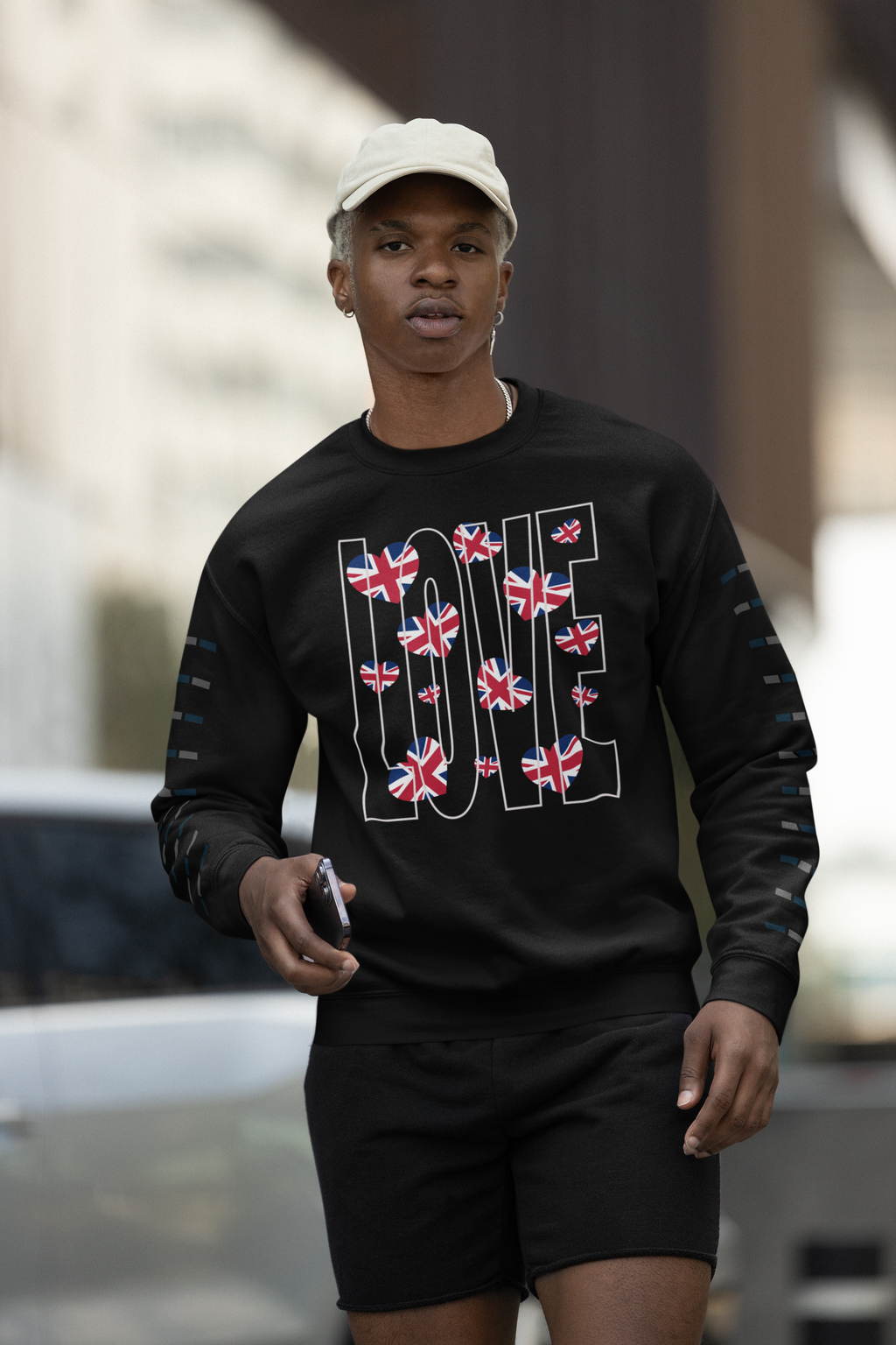 Patriotic Heart Sweatshirt, Cozy Unisex Pullover, British Flag Apparel, Gift for Travelers, Perfect for Holidays, Casual Everyday Wear