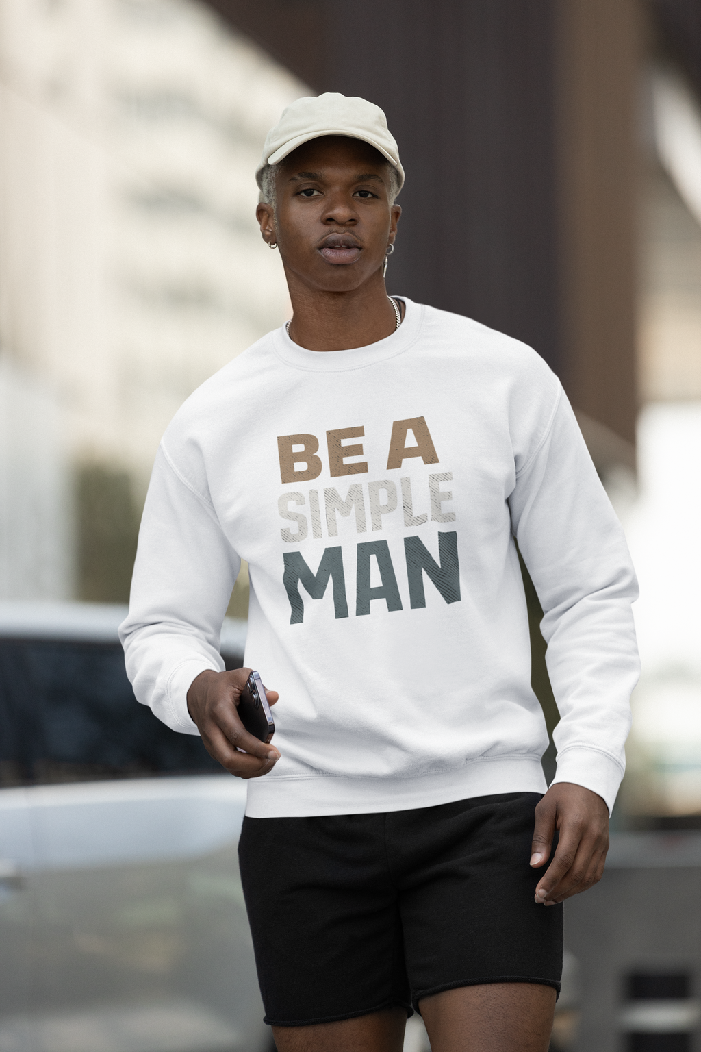 Be A Simple Man Crewneck Sweatshirt — Minimalist Men's Graphic Pullover