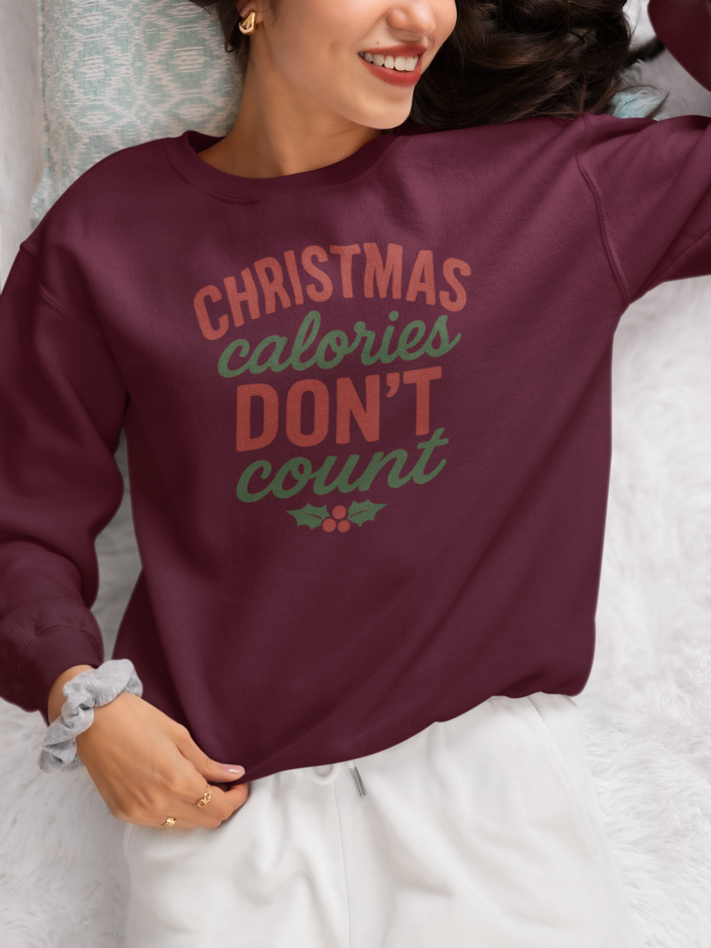 Sweatshirt — "Christmas Calories Don't Count" Holiday Crewneck