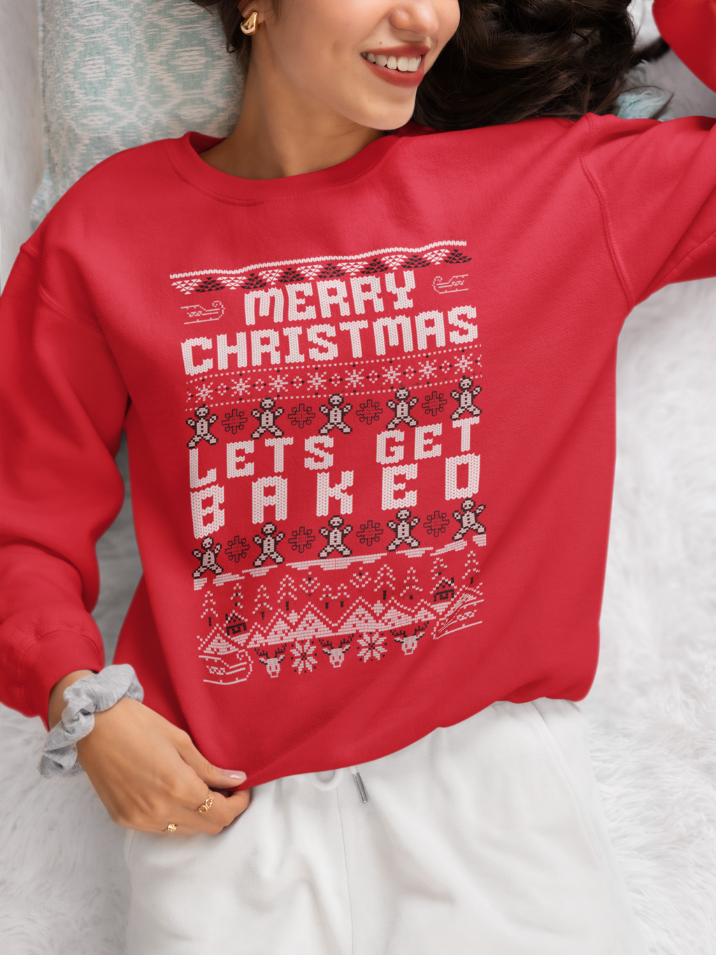Christmas Gingerbread Crewneck Sweatshirt — "Merry Christmas" Holiday Sweater