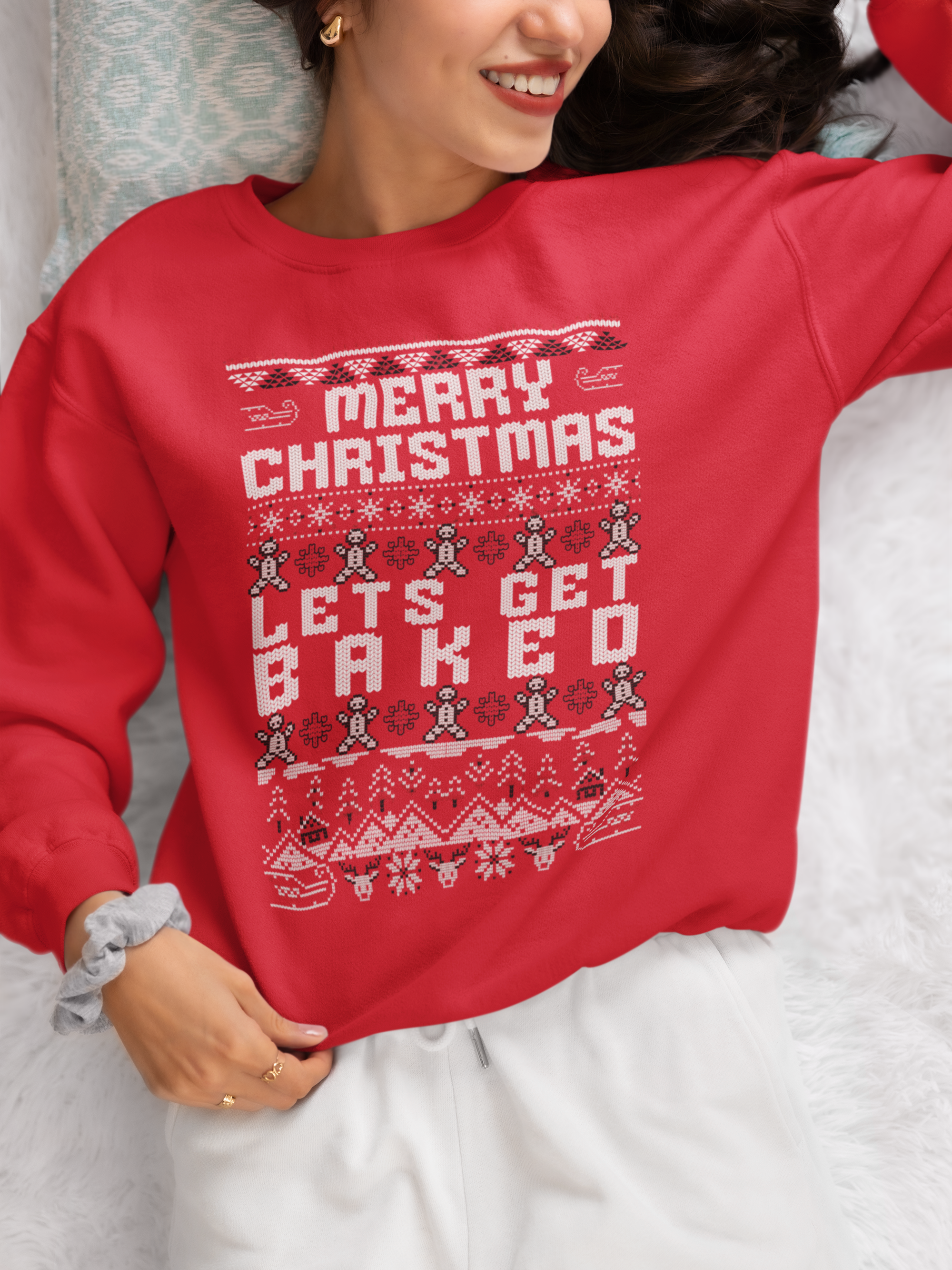 Christmas Gingerbread Crewneck Sweatshirt — "Merry Christmas" Holiday Sweater