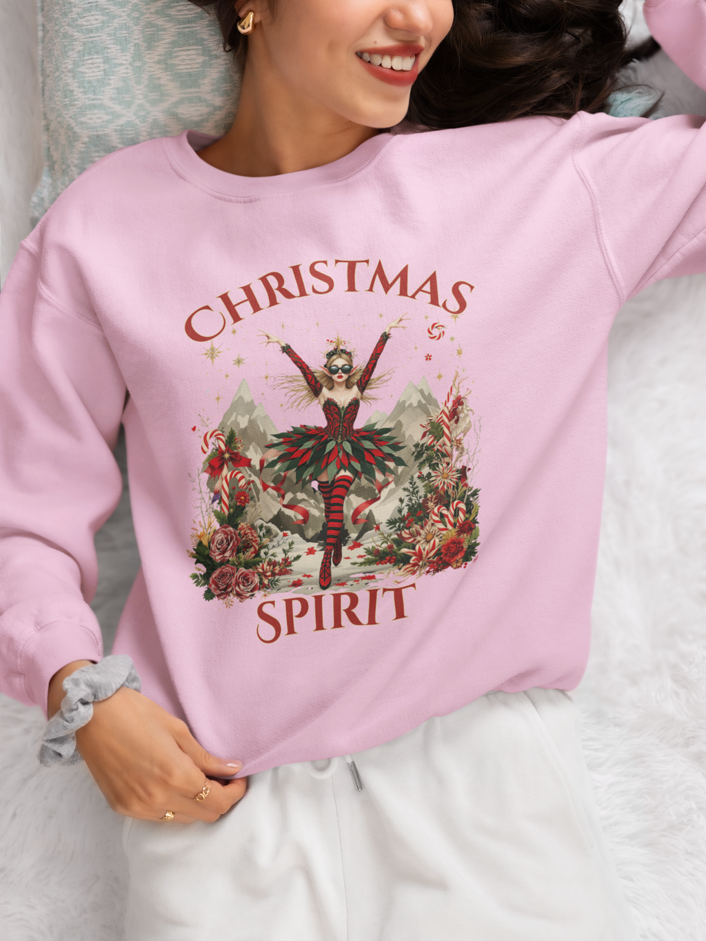 Christmas Spirit Crewneck Sweatshirt — Festive Fairy Holiday Sweater
