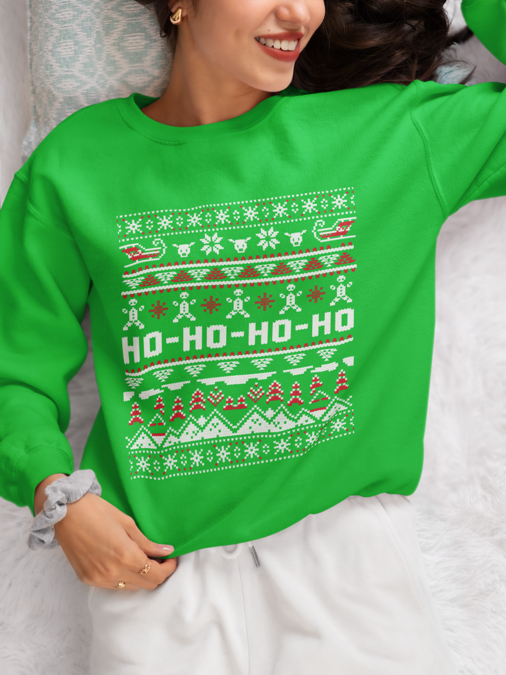 Christmas Ho-Ho-Ho Crewneck Sweatshirt — Festive Ugly Sweater Style