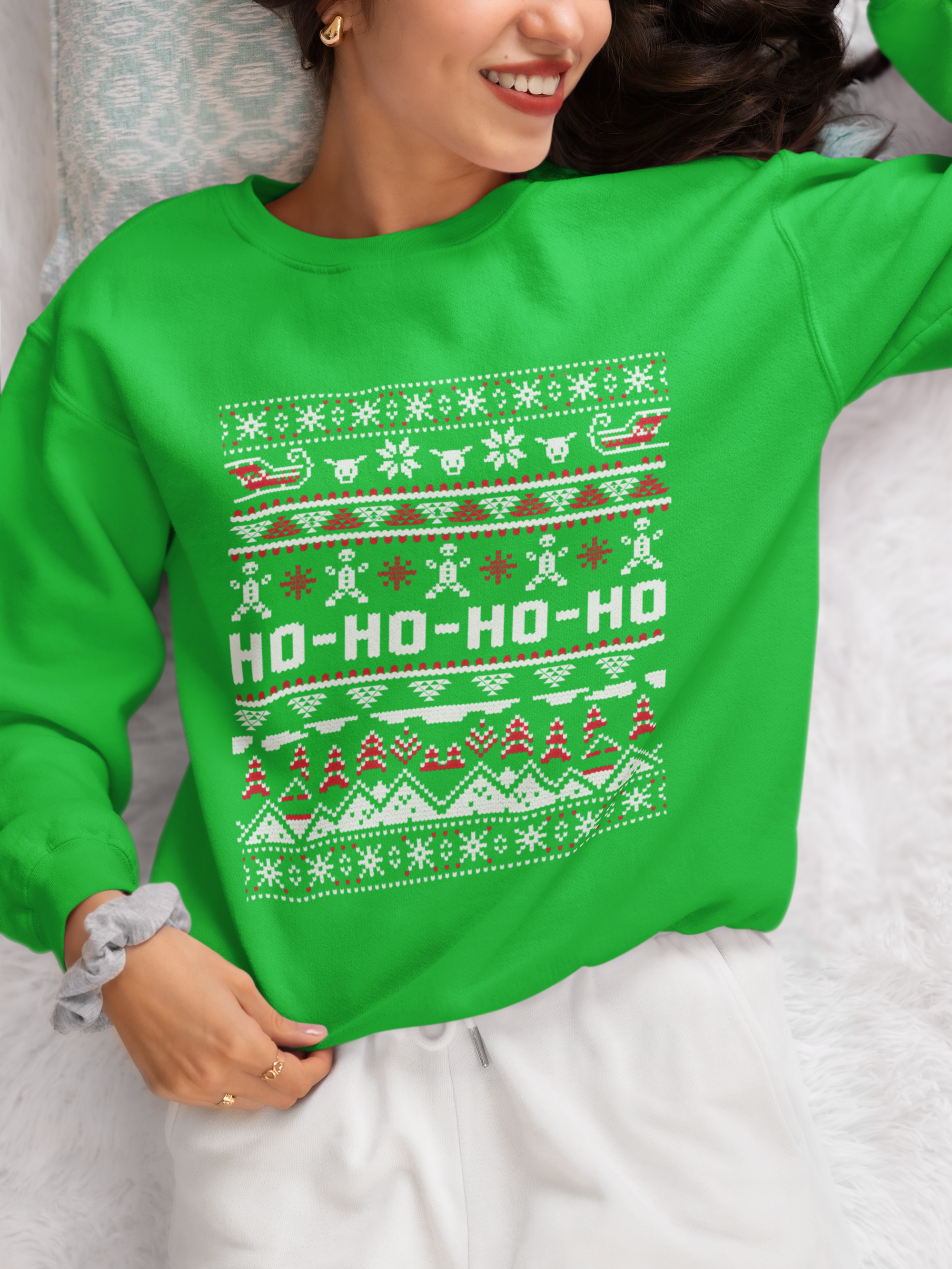 Christmas Ho-Ho-Ho Crewneck Sweatshirt — Festive Ugly Sweater Style