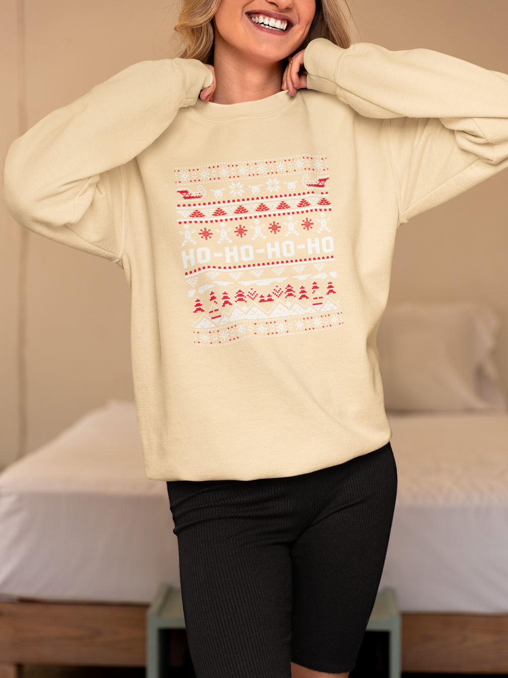 Christmas Ho-Ho-Ho Crewneck Sweatshirt — Festive Ugly Sweater Style