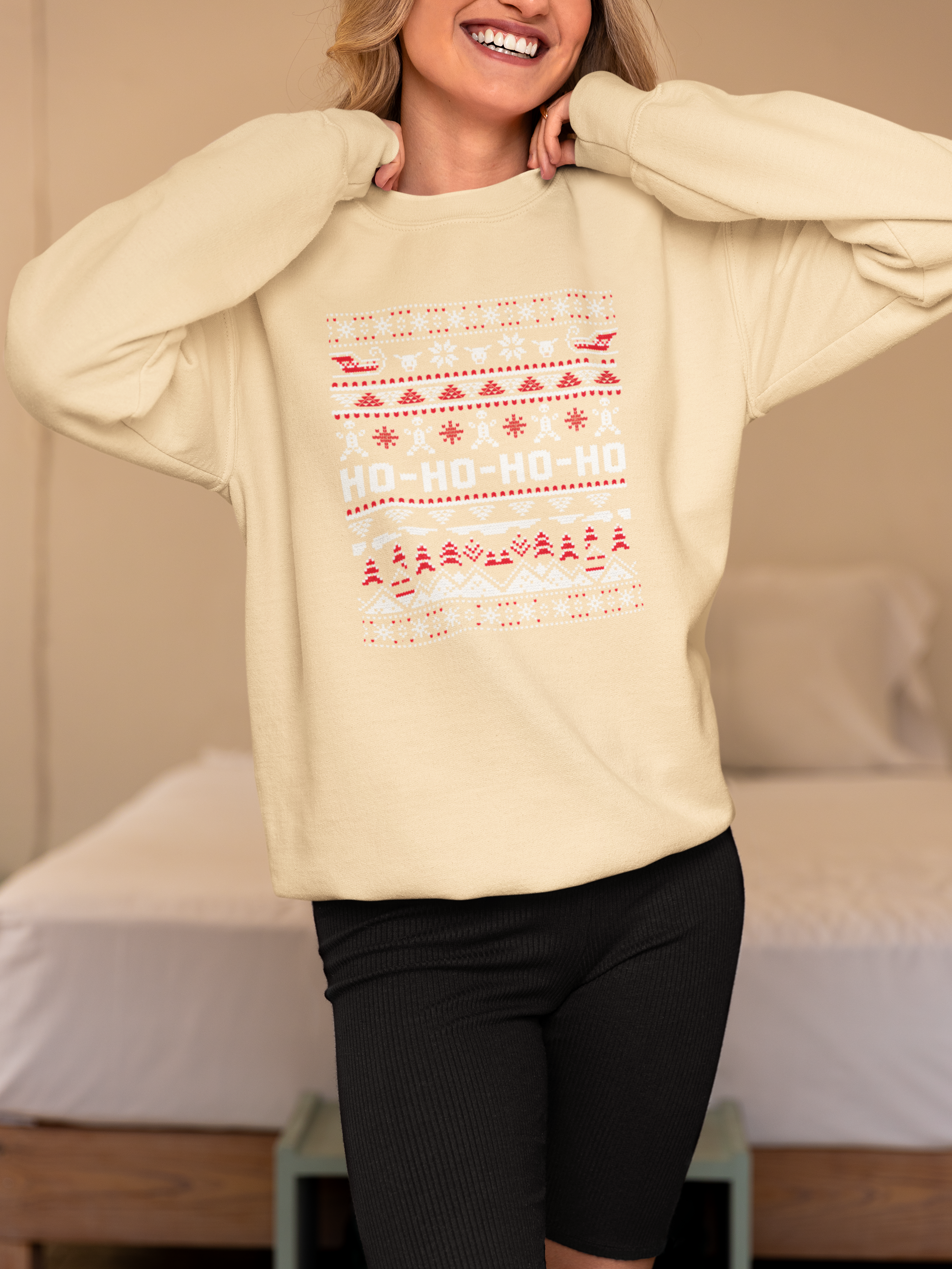 Christmas Ho-Ho-Ho Crewneck Sweatshirt — Festive Ugly Sweater Style