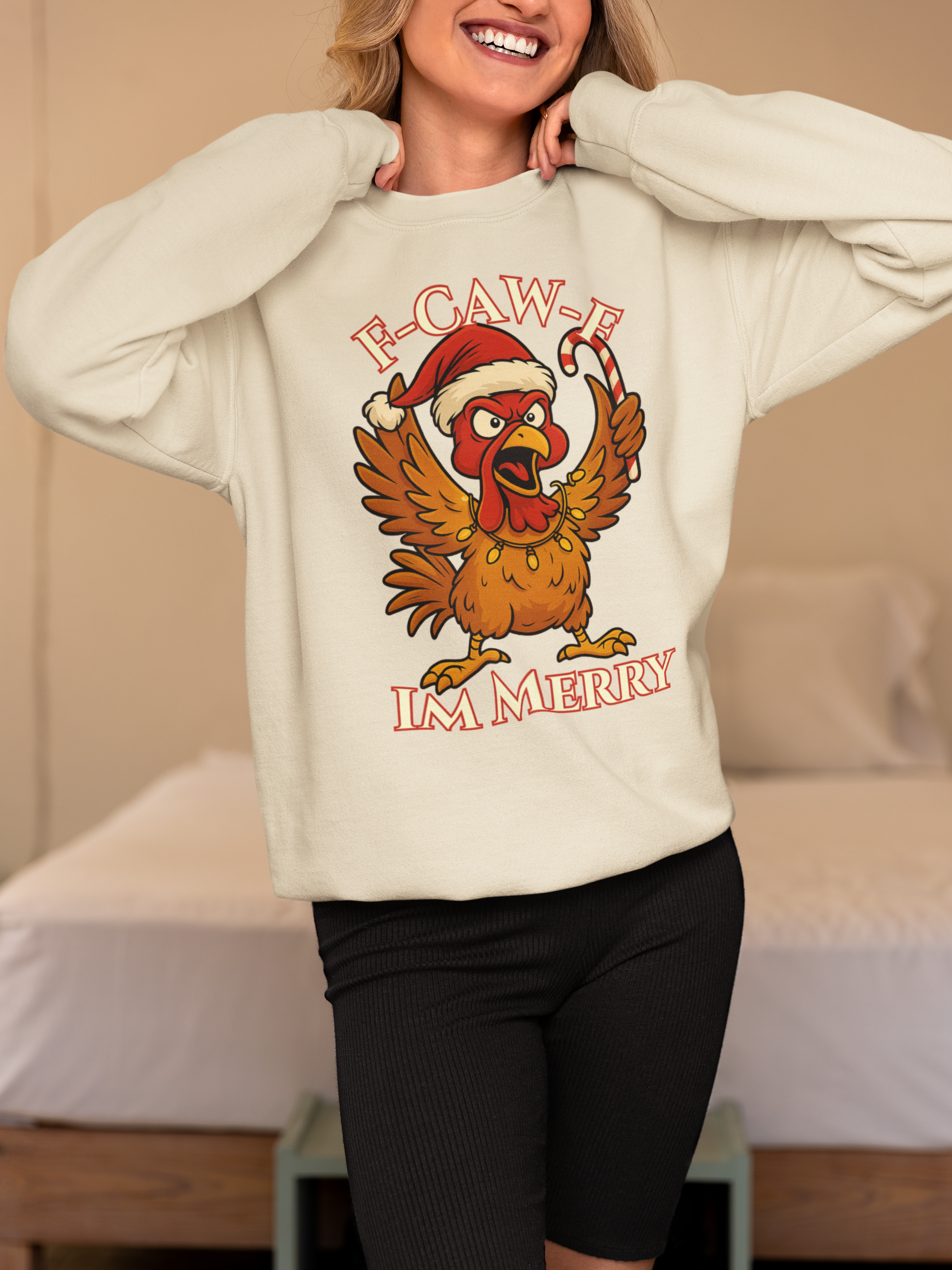Funny Christmas Sweatshirt - 'F-Caw-F I'm Merry' Unisex Crewneck