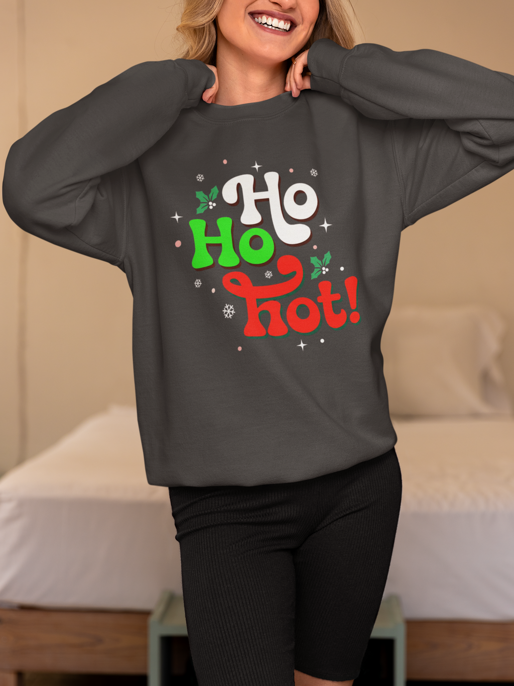 Holiday 'Ho Ho Hot!' Crewneck Sweatshirt — Funny Christmas Sweatshirt