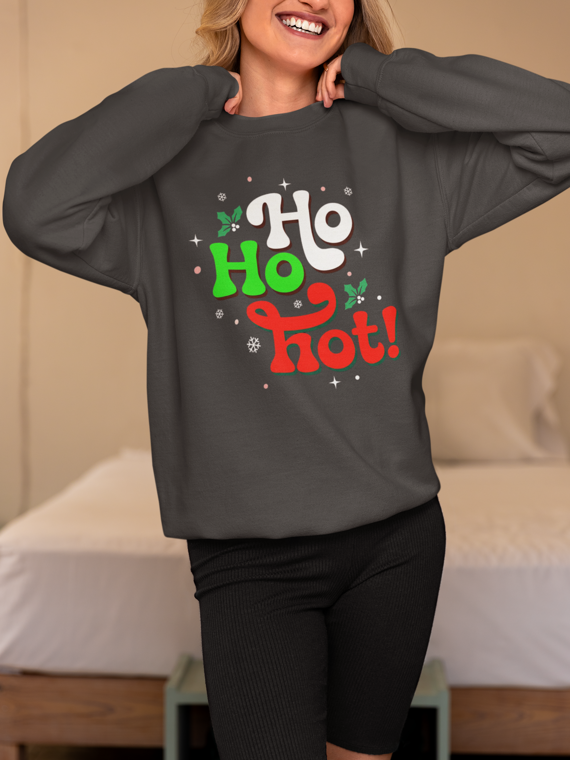 Holiday 'Ho Ho Hot!' Crewneck Sweatshirt — Funny Christmas Sweatshirt