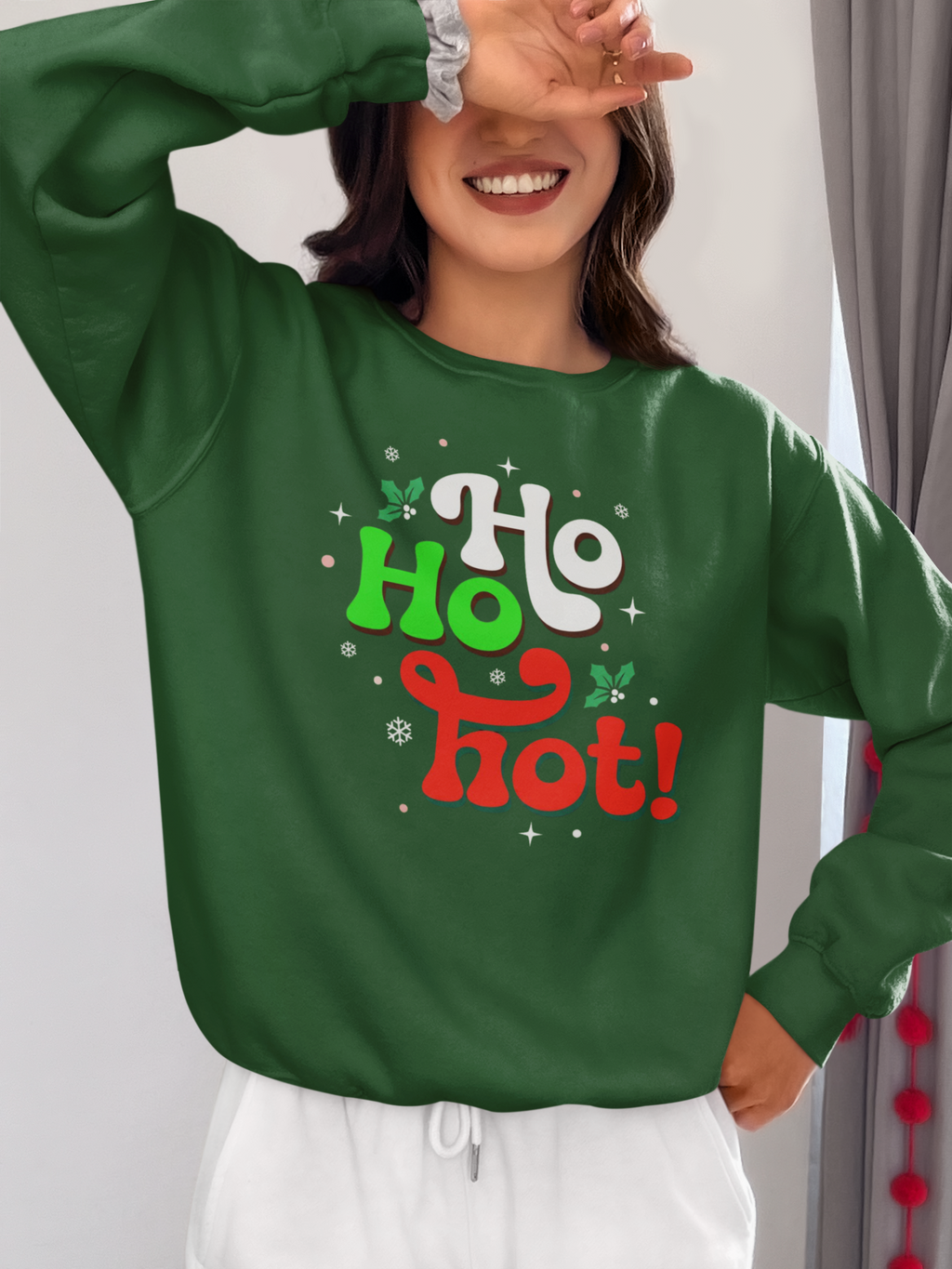 Holiday 'Ho Ho Hot!' Crewneck Sweatshirt — Funny Christmas Sweatshirt