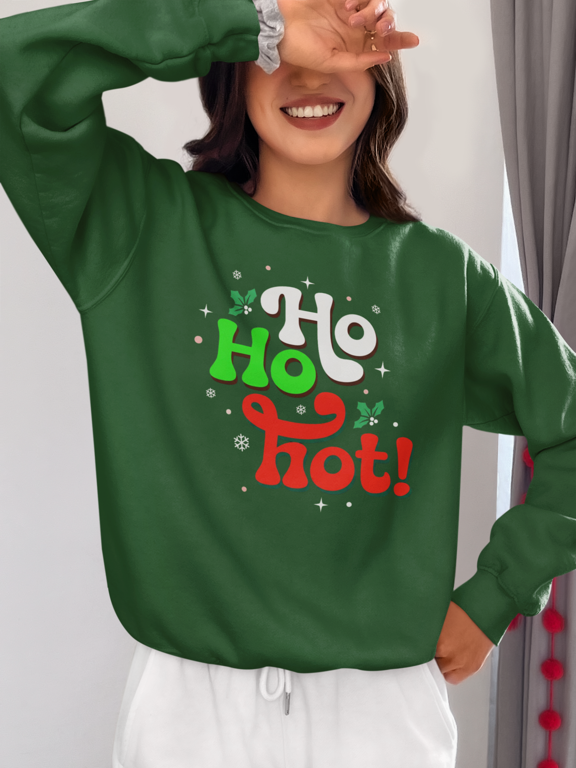 Holiday 'Ho Ho Hot!' Crewneck Sweatshirt — Funny Christmas Sweatshirt