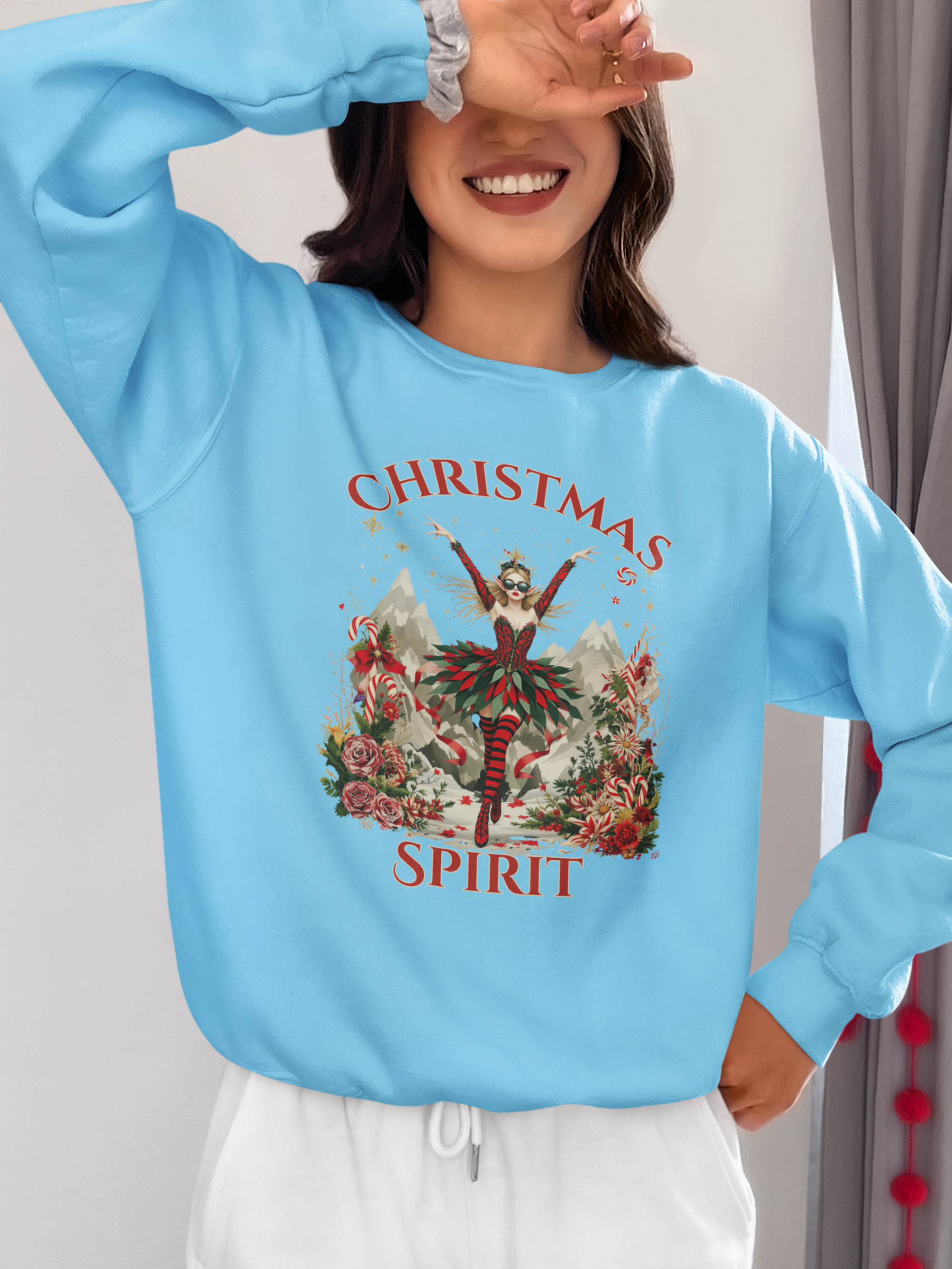 Christmas Spirit Crewneck Sweatshirt — Festive Fairy Holiday Sweater