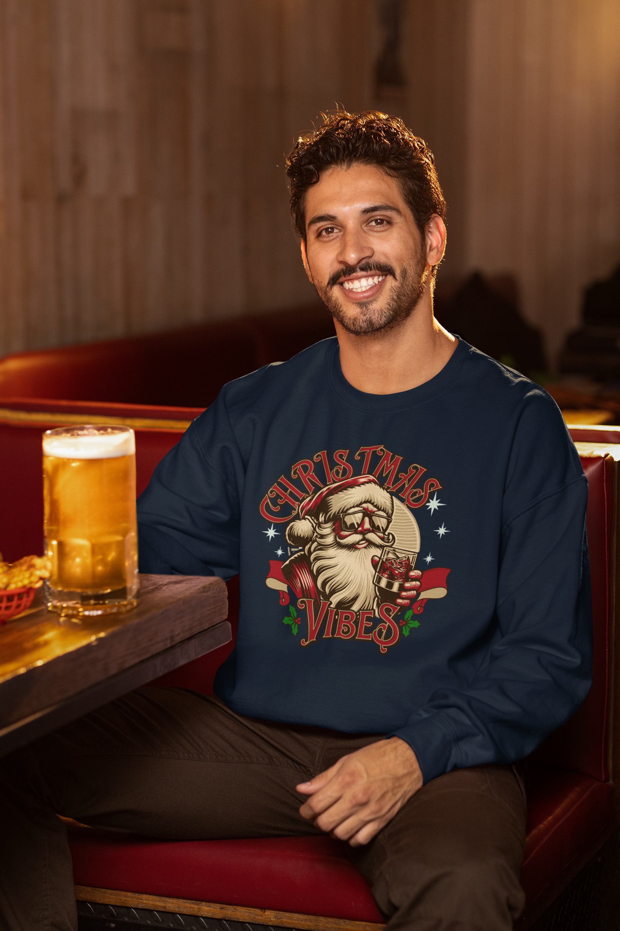 Sweatshirt — Retro Santa "Christmas Vibes" Holiday Crewneck