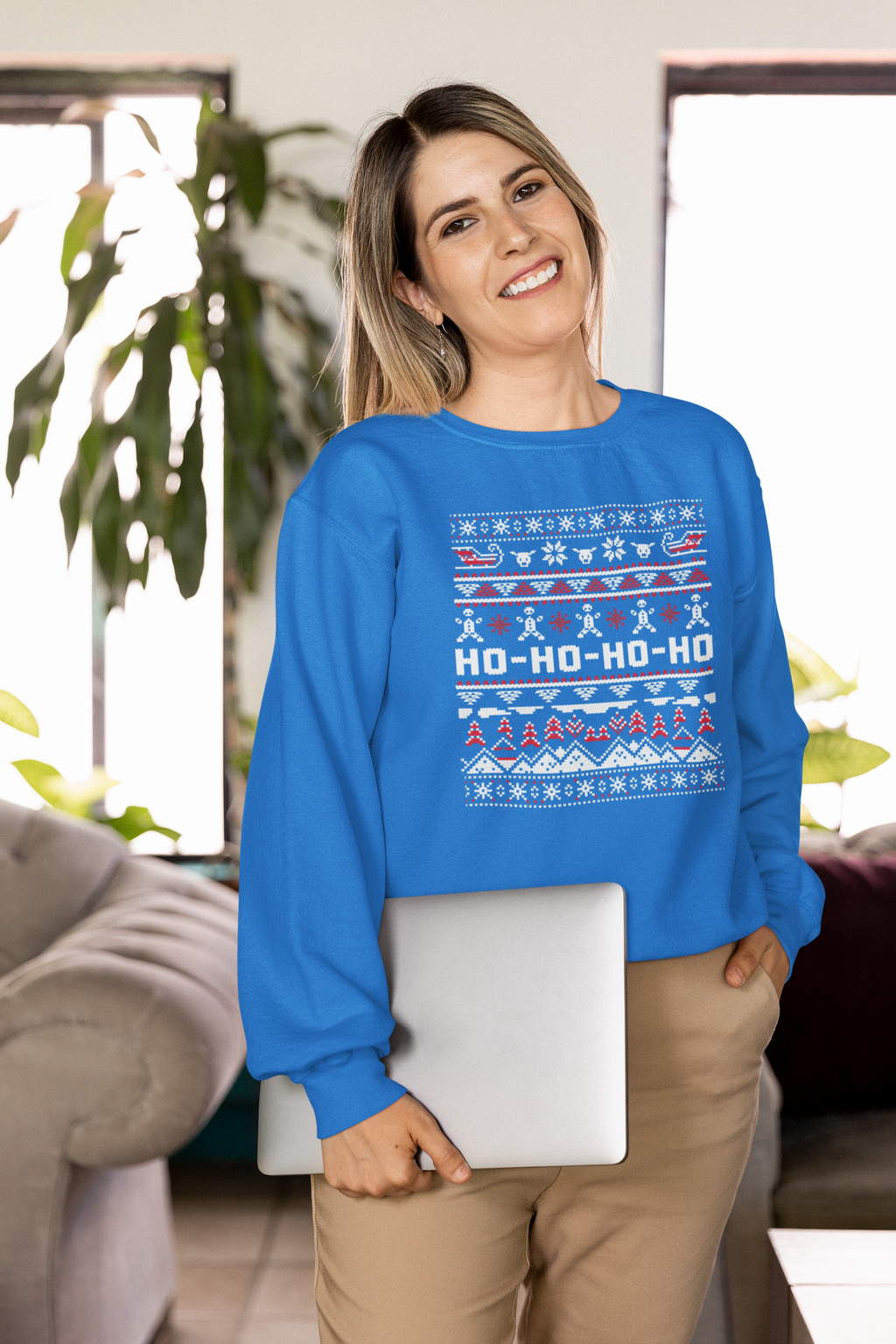 Christmas Ho-Ho-Ho Crewneck Sweatshirt — Festive Ugly Sweater Style