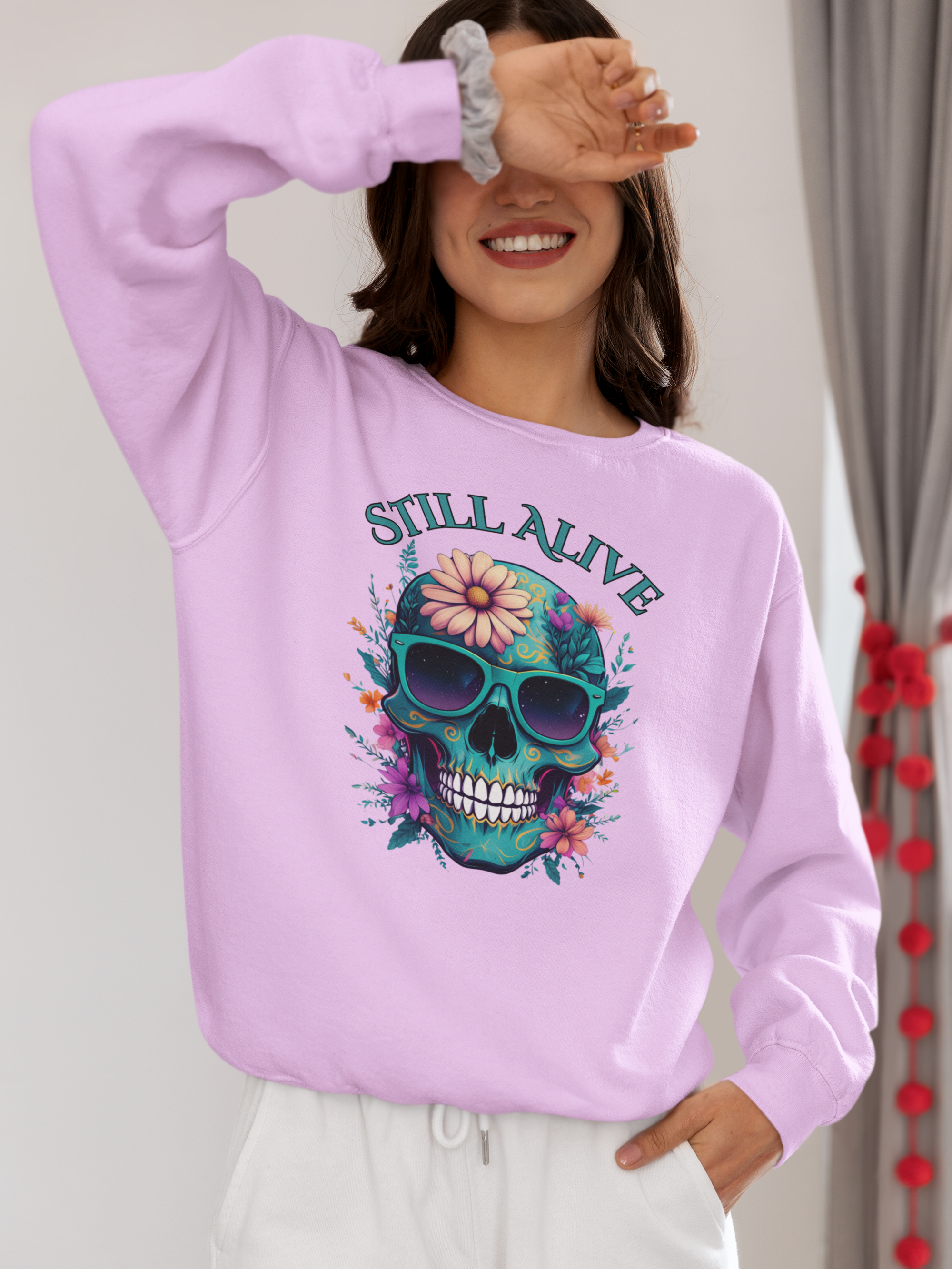 Still Alive Skull Floral Crewneck Sweatshirt