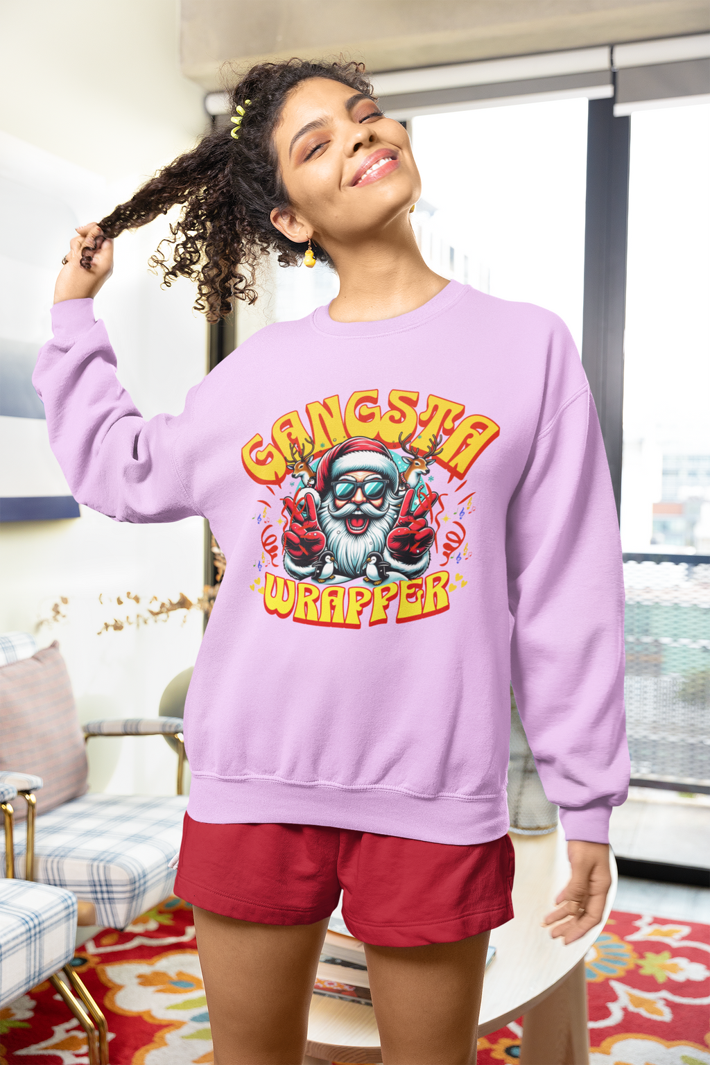 Gangsta Wrapper Sweatshirt - Funny Unisex Holiday Crewneck