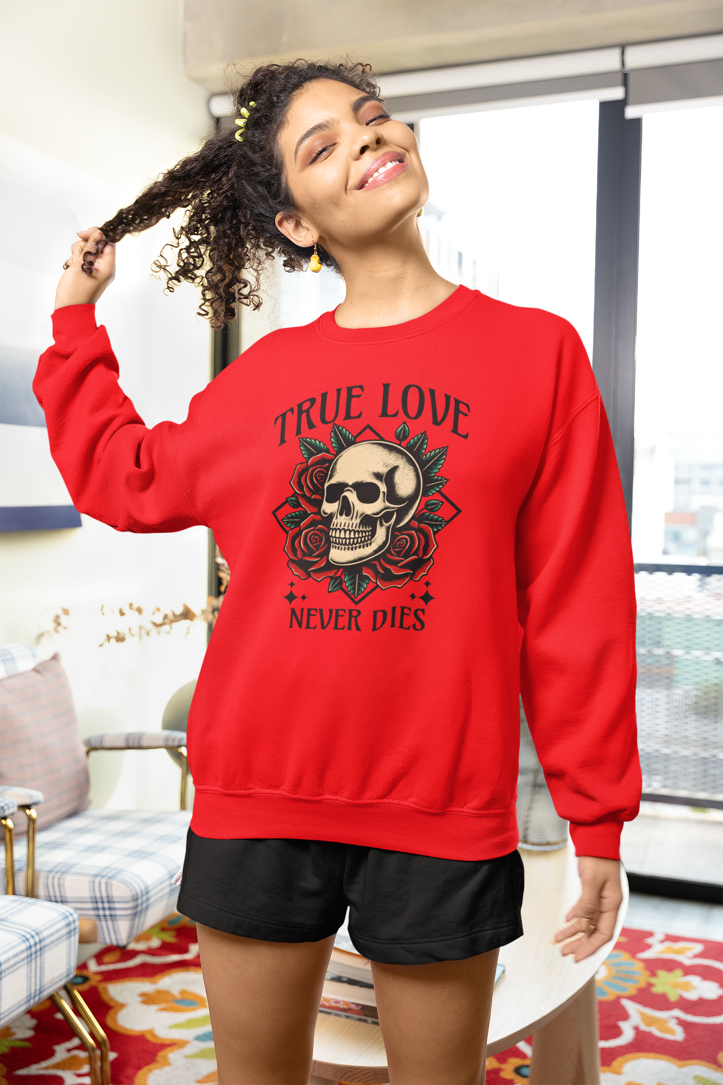 True Love Never Dies Skull & Roses Sweatshirt