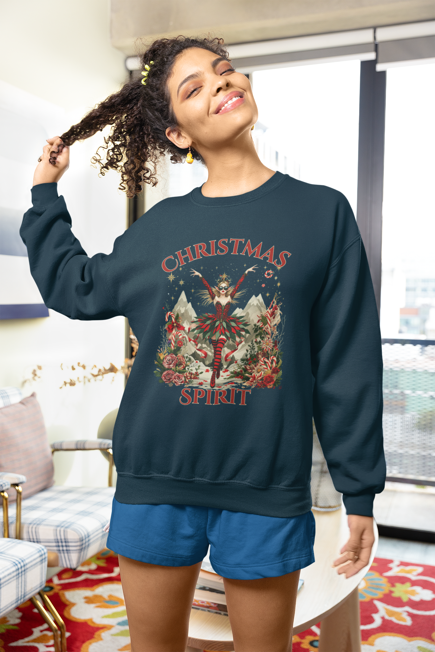 Christmas Spirit Crewneck Sweatshirt — Festive Fairy Holiday Sweater