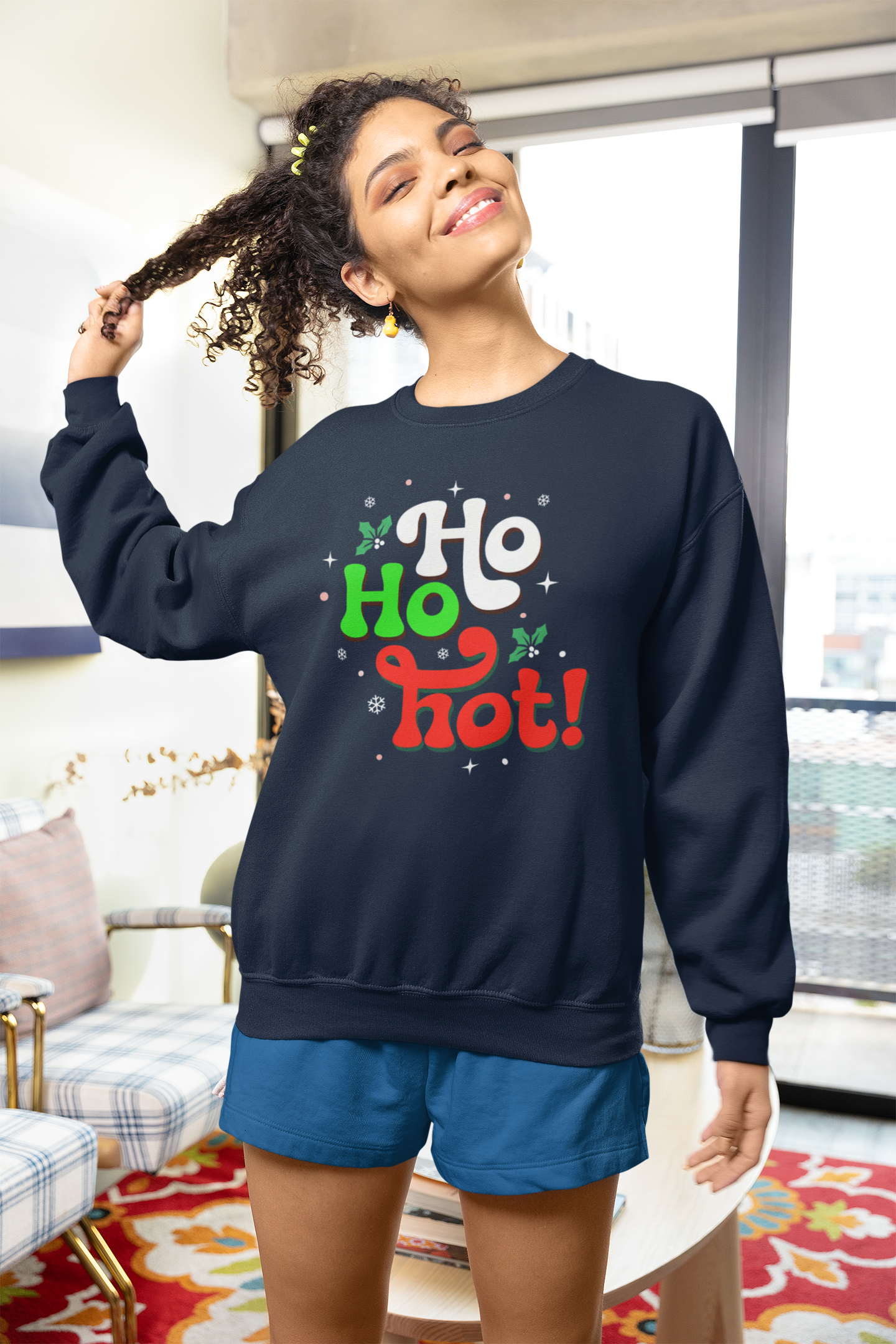 Holiday 'Ho Ho Hot!' Crewneck Sweatshirt — Funny Christmas Sweatshirt