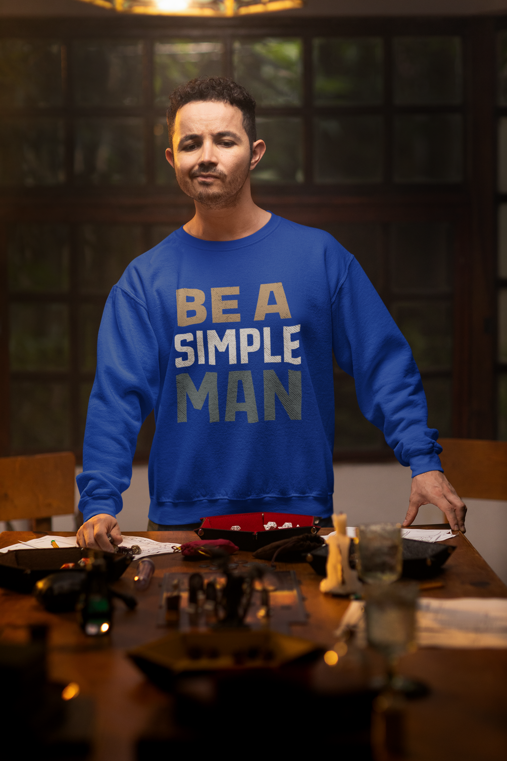Be A Simple Man Crewneck Sweatshirt — Minimalist Men's Graphic Pullover