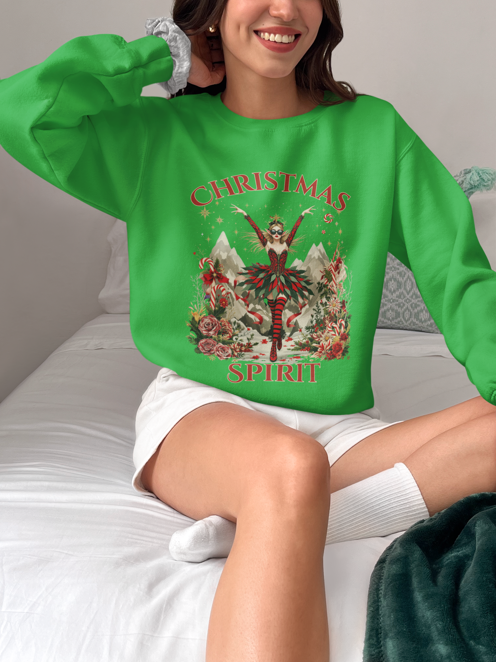 Christmas Spirit Crewneck Sweatshirt — Festive Fairy Holiday Sweater