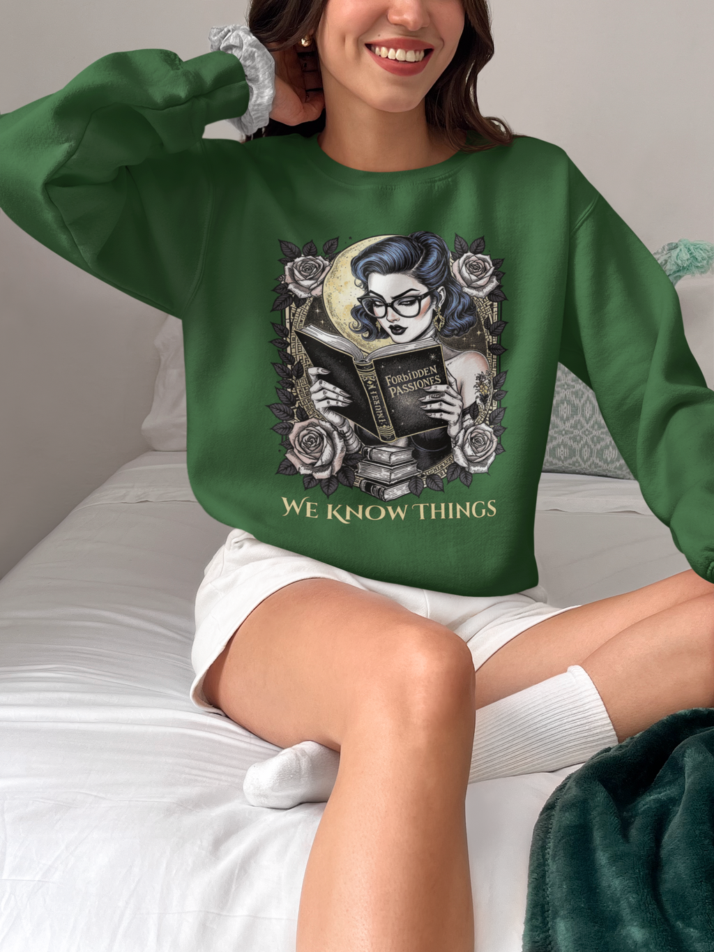 Gothic Reading Crewneck Sweatshirt - "We Know Things"