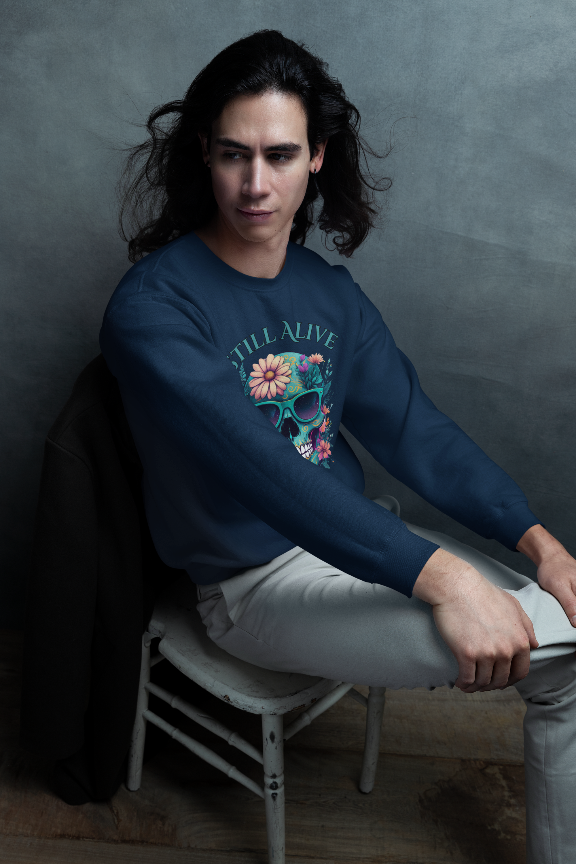 Still Alive Skull Floral Crewneck Sweatshirt