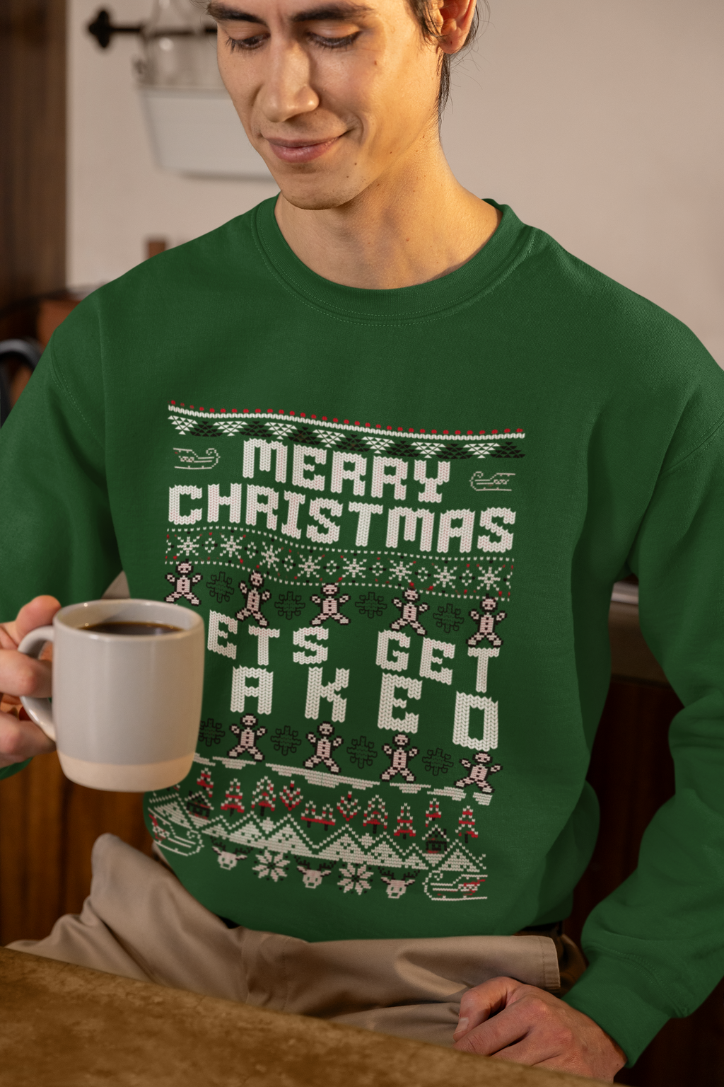 Christmas Gingerbread Crewneck Sweatshirt — "Merry Christmas" Holiday Sweater