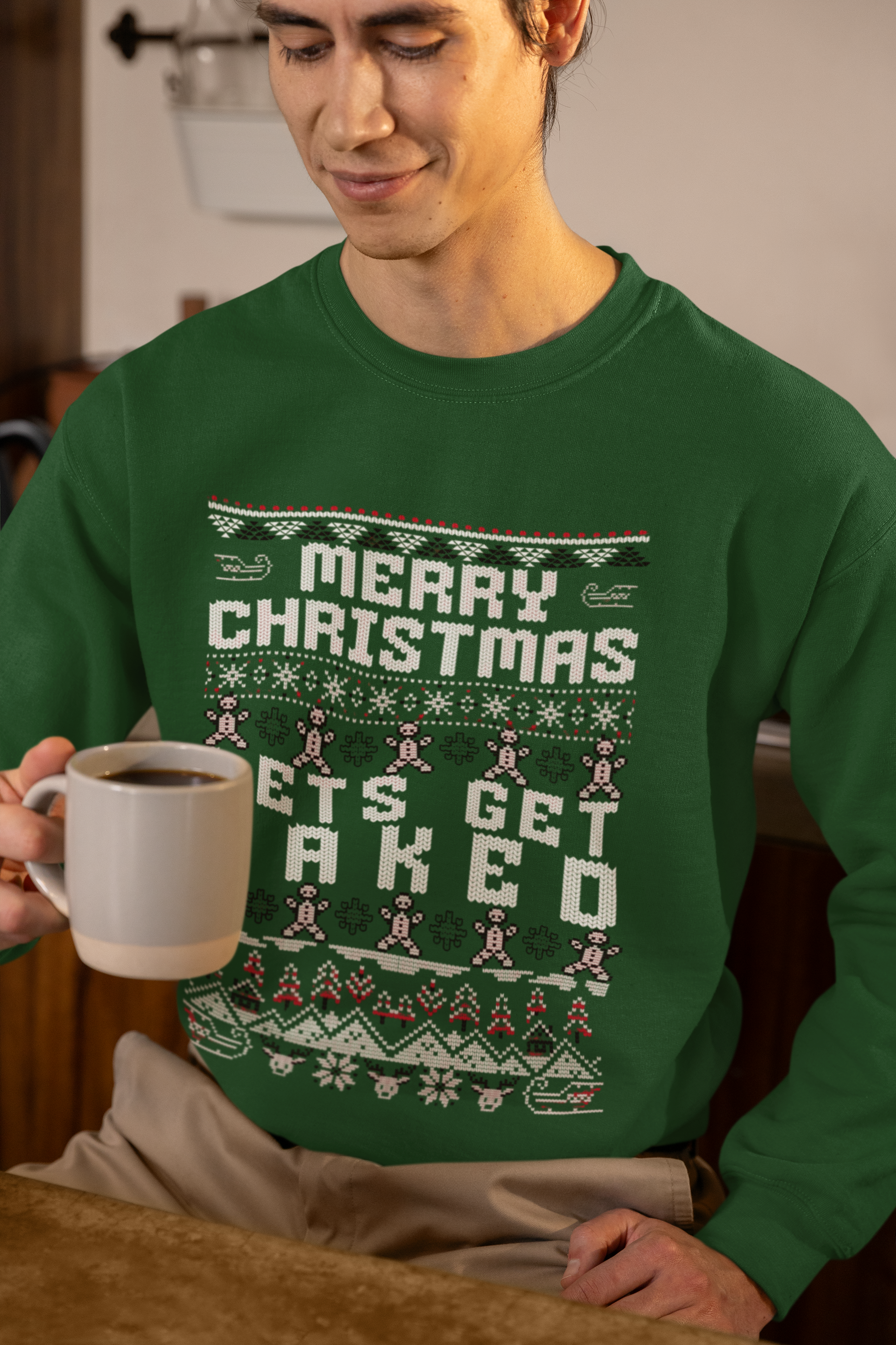 Christmas Gingerbread Crewneck Sweatshirt — "Merry Christmas" Holiday Sweater