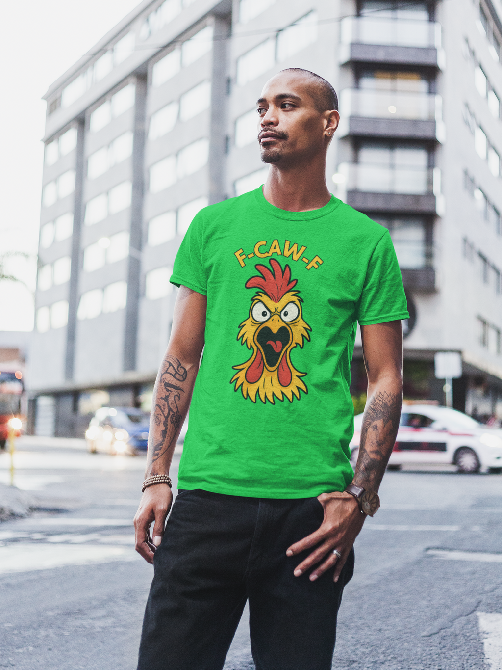 F-Caw-F Funny Chicken Tee for Poultry Lovers, Humor T-Shirt, Gift for Chicken Enthusiasts, Animal Rights, Casual Wear, Farmhouse Style