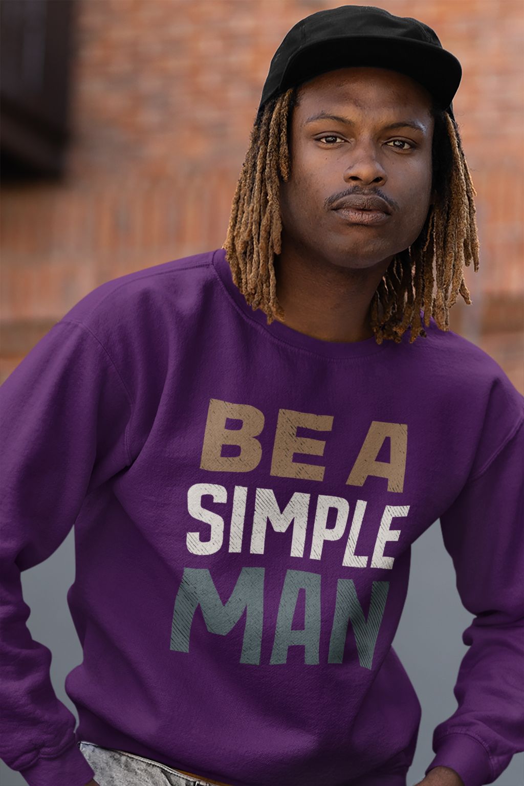 Be A Simple Man Crewneck Sweatshirt — Minimalist Men's Graphic Pullover