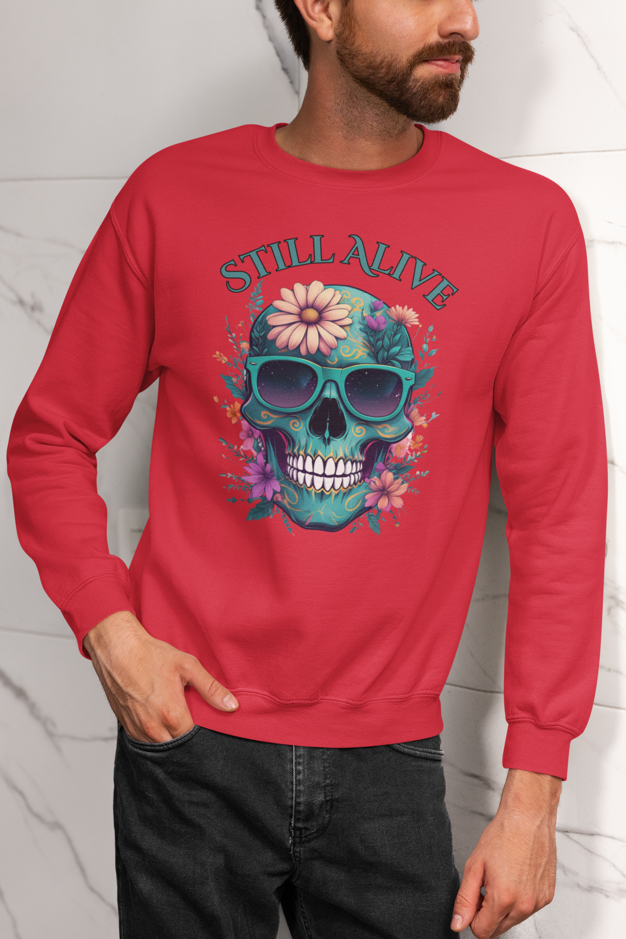 Still Alive Skull Floral Crewneck Sweatshirt
